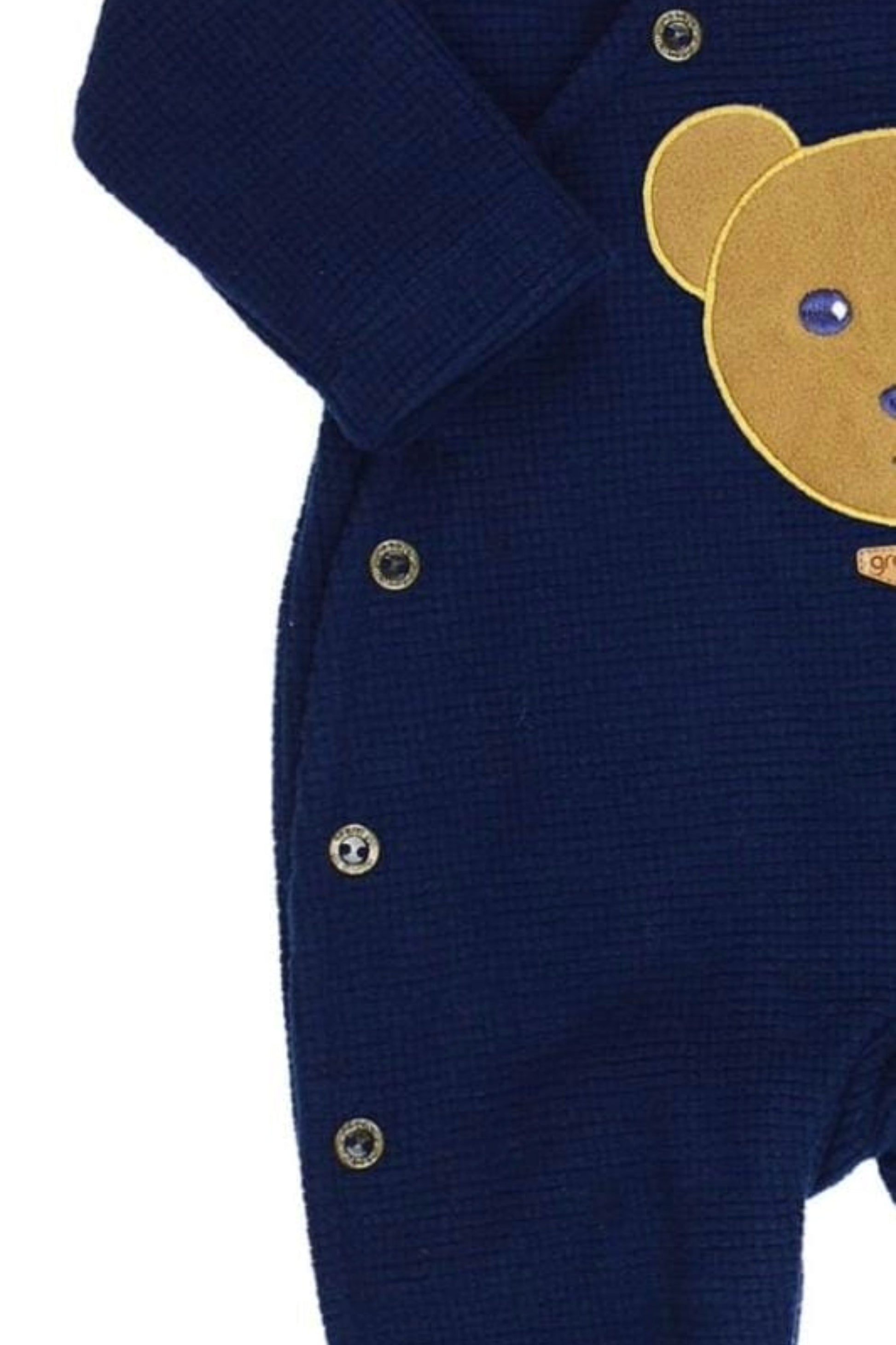 Macacão com Gola Bebê Menino Ursinho Azul Marinho — foto 4