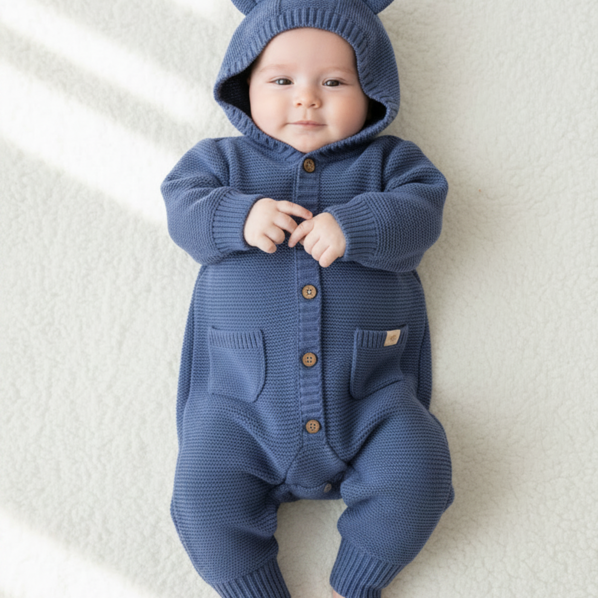Macacão para Bebê em Tricot Azul — foto 1