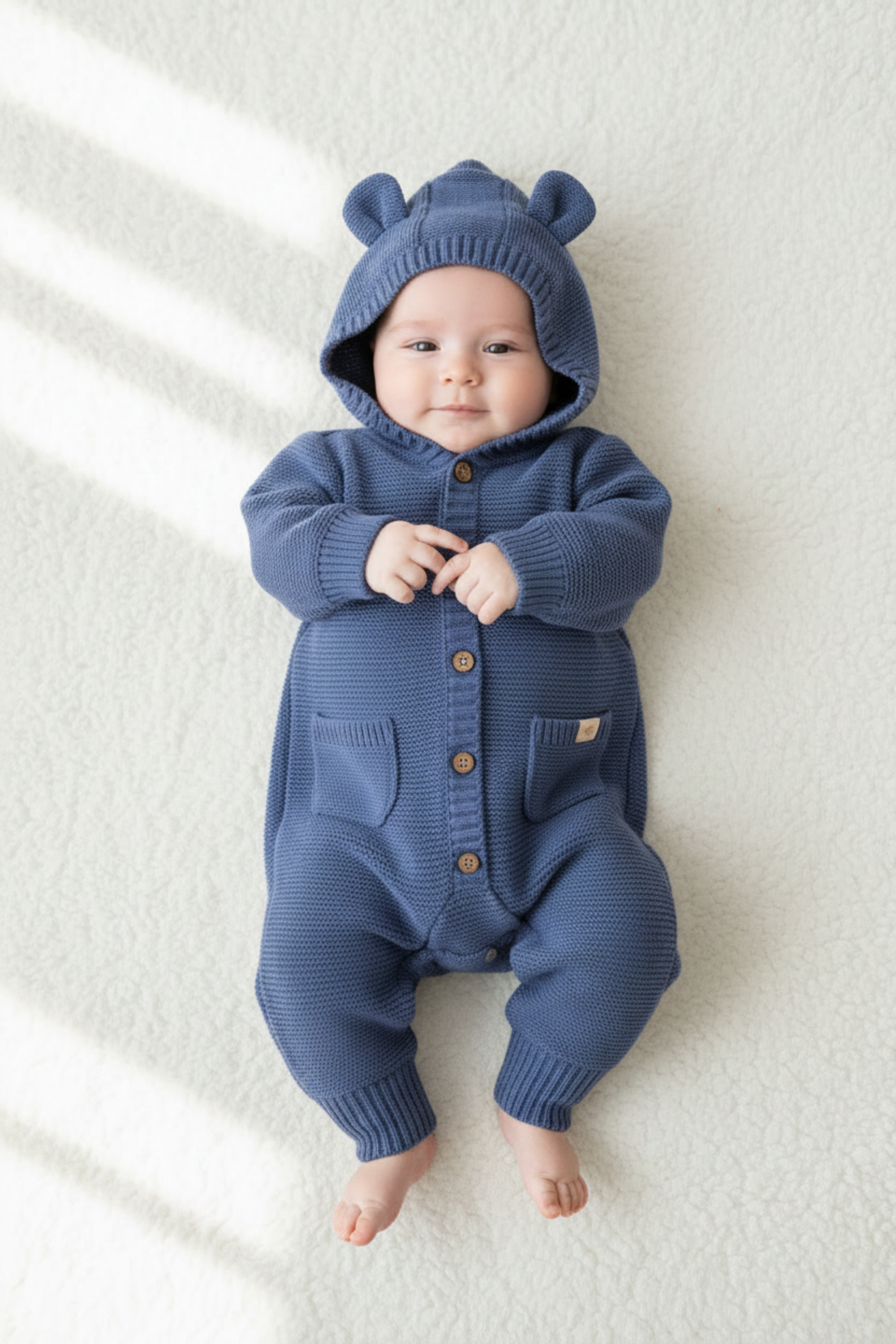 Macacão para Bebê em Tricot Azul — foto 1
