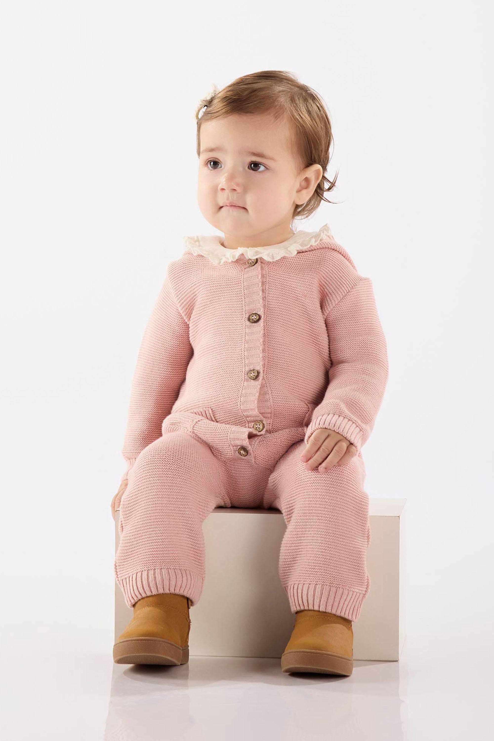 Macacão para Bebê em Tricot Rosa Antigo — foto 1
