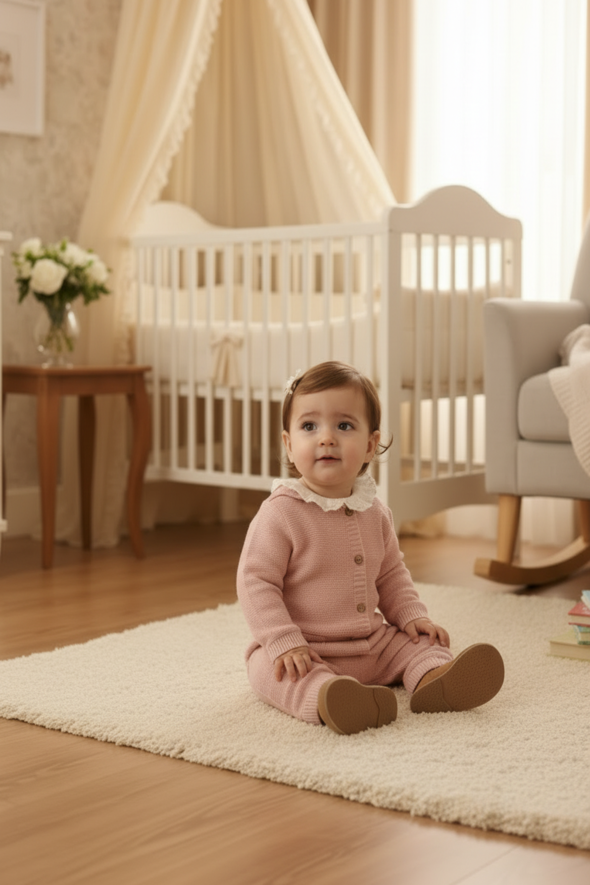 Macacão para Bebê em Tricot Rosa Antigo — foto 2