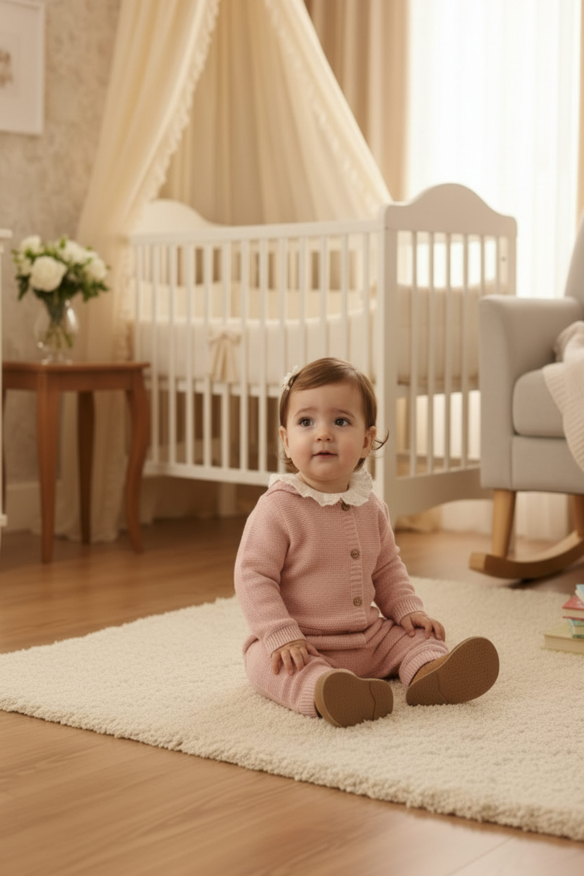Macacão para Bebê em Tricot Rosa Antigo — foto 2