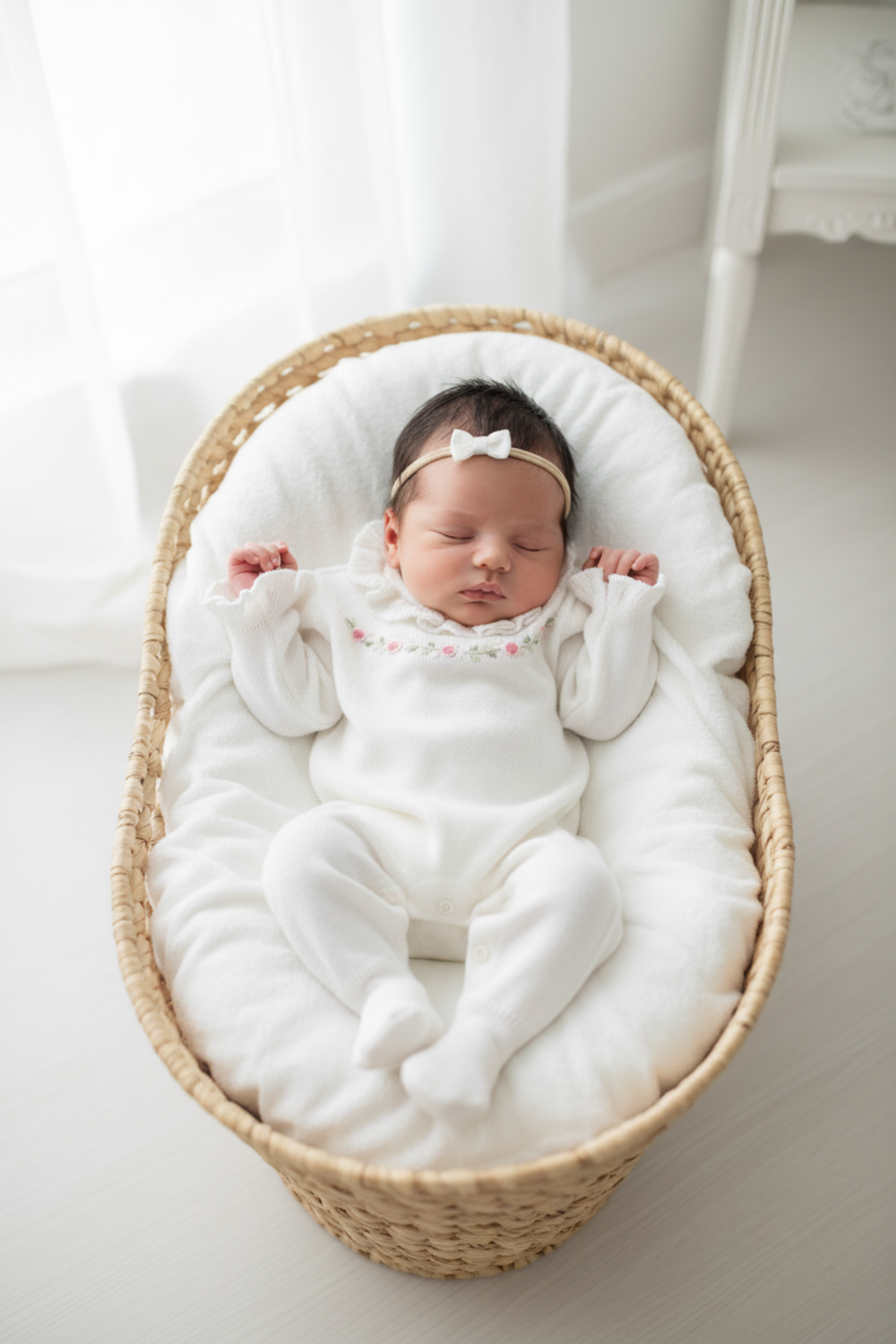 Macacão Maternidade Tricot Gola Babado Bordada Julia Off White — foto 4