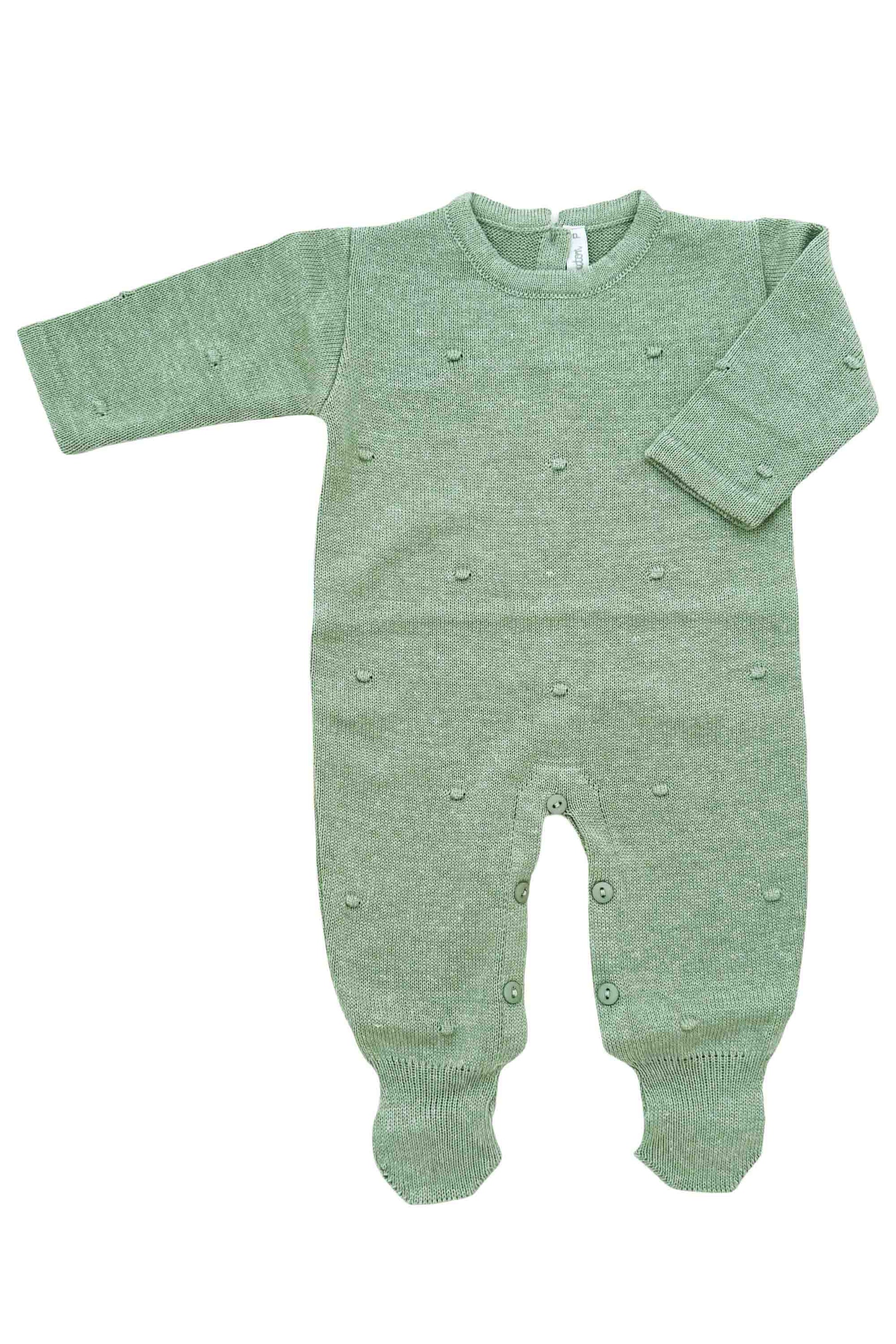 Macacão para Maternidade em Tricot Poá Verde Mescla — foto 2