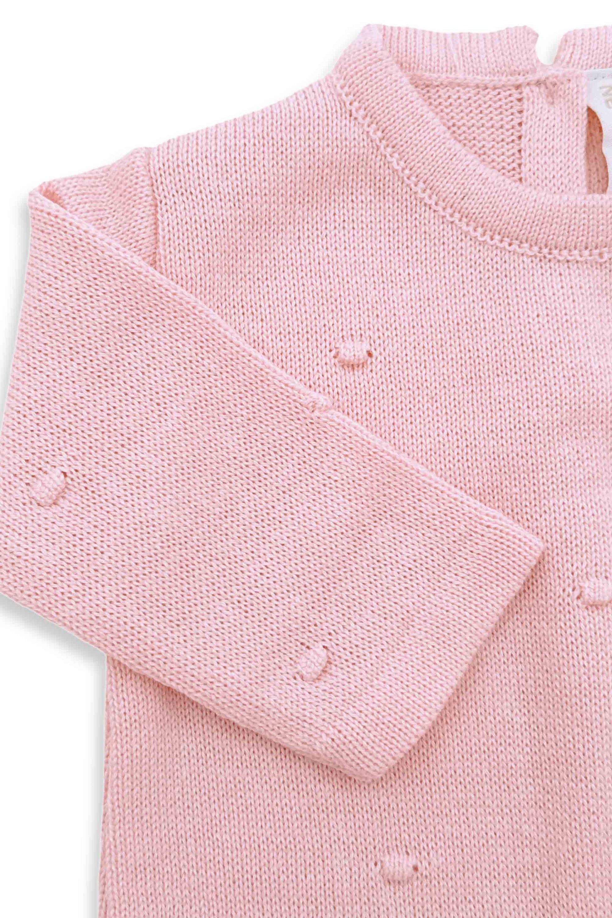Macacão para Maternidade em Tricot Poá Rosa — foto 4