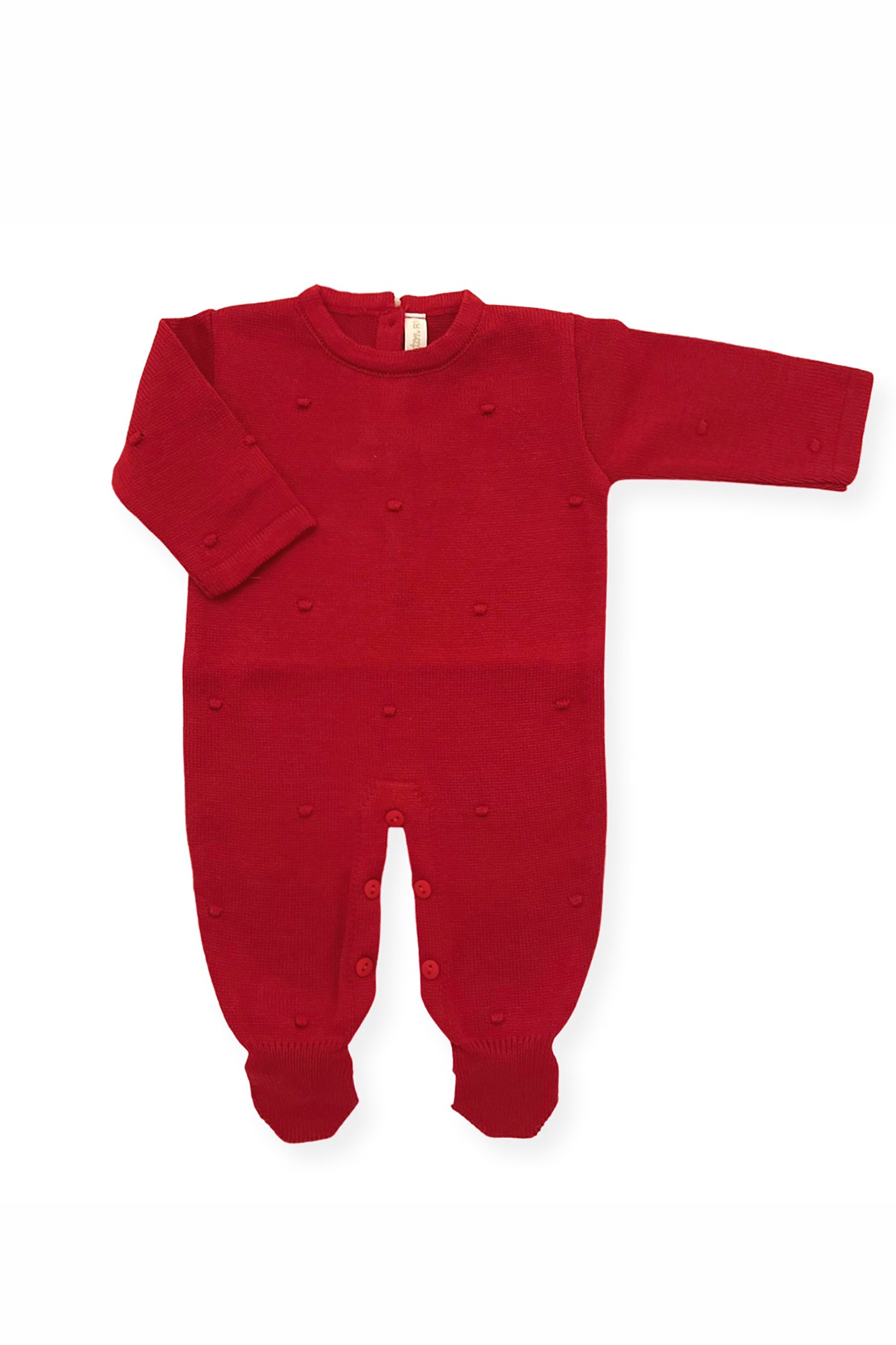 Macacão para Maternidade em Tricot Poá Vermelho — foto 1