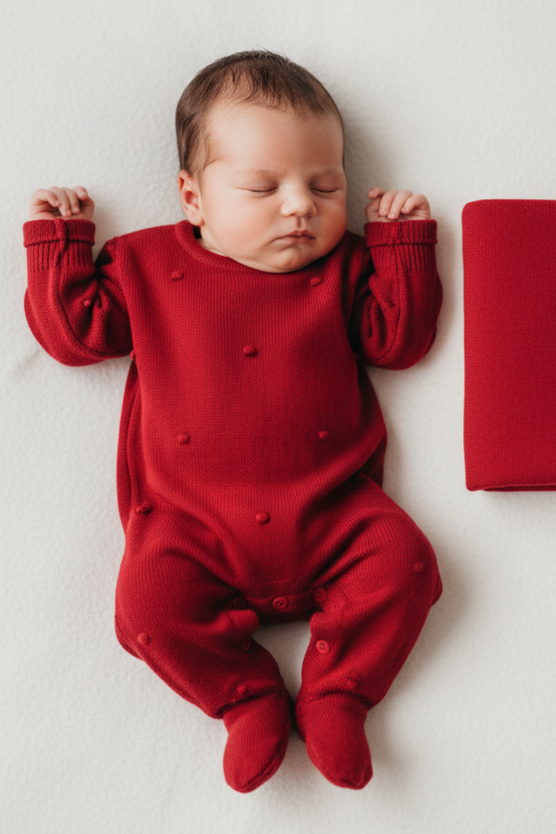 Macacão para Maternidade em Tricot Poá Vermelho