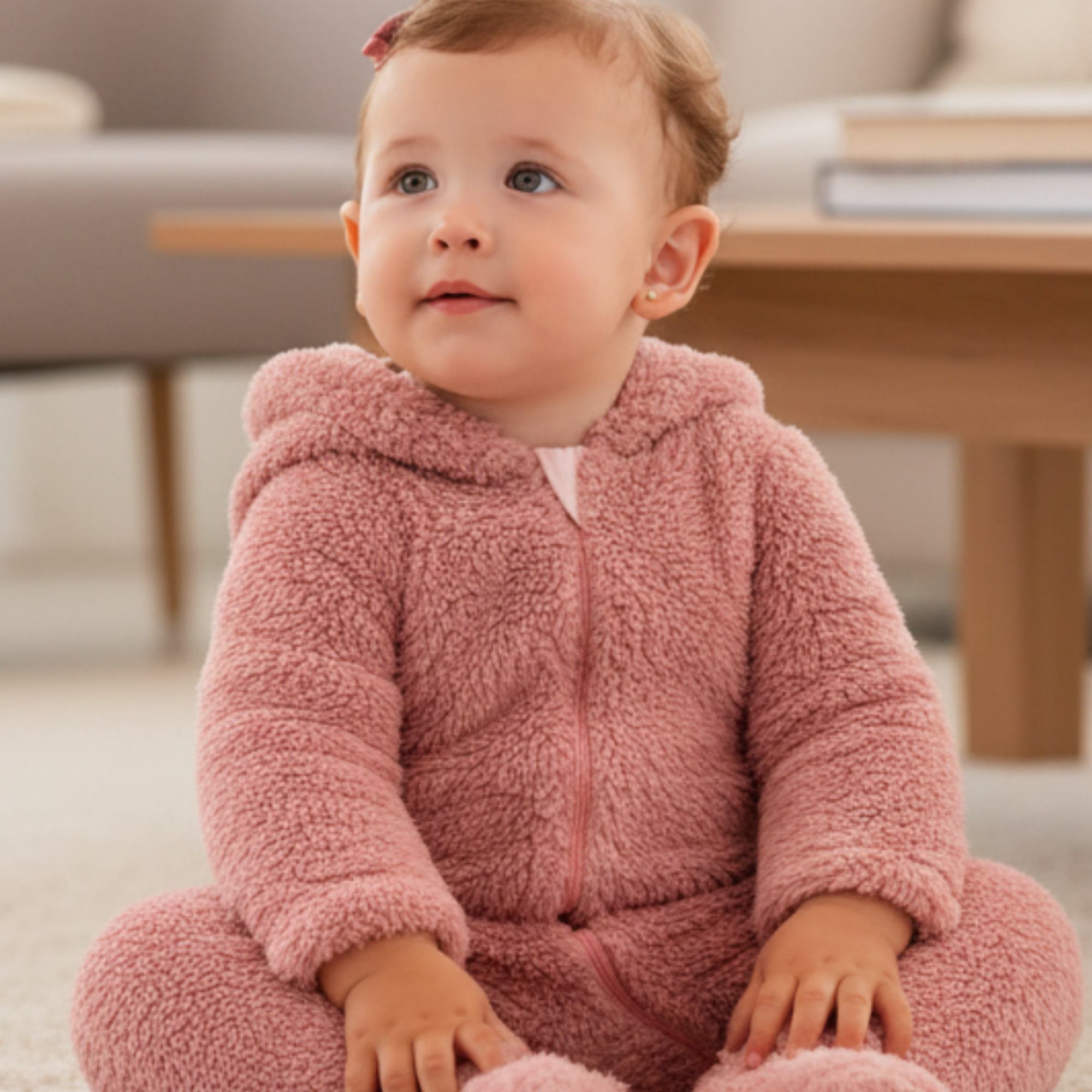 Macacão Bebê Menina Peludo Rose — foto 1