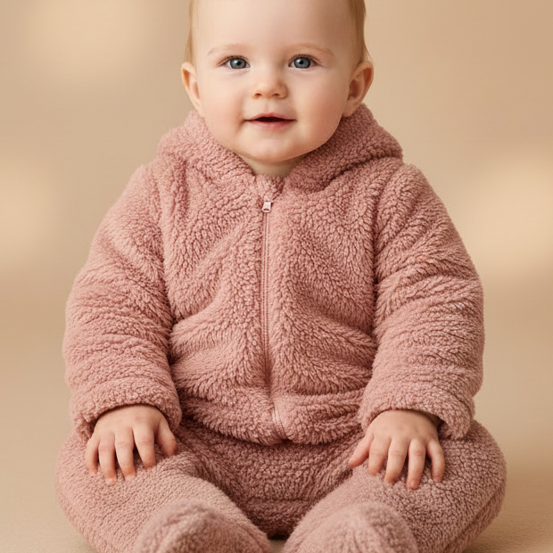 Macacão Bebê Menina Peludo Rose
