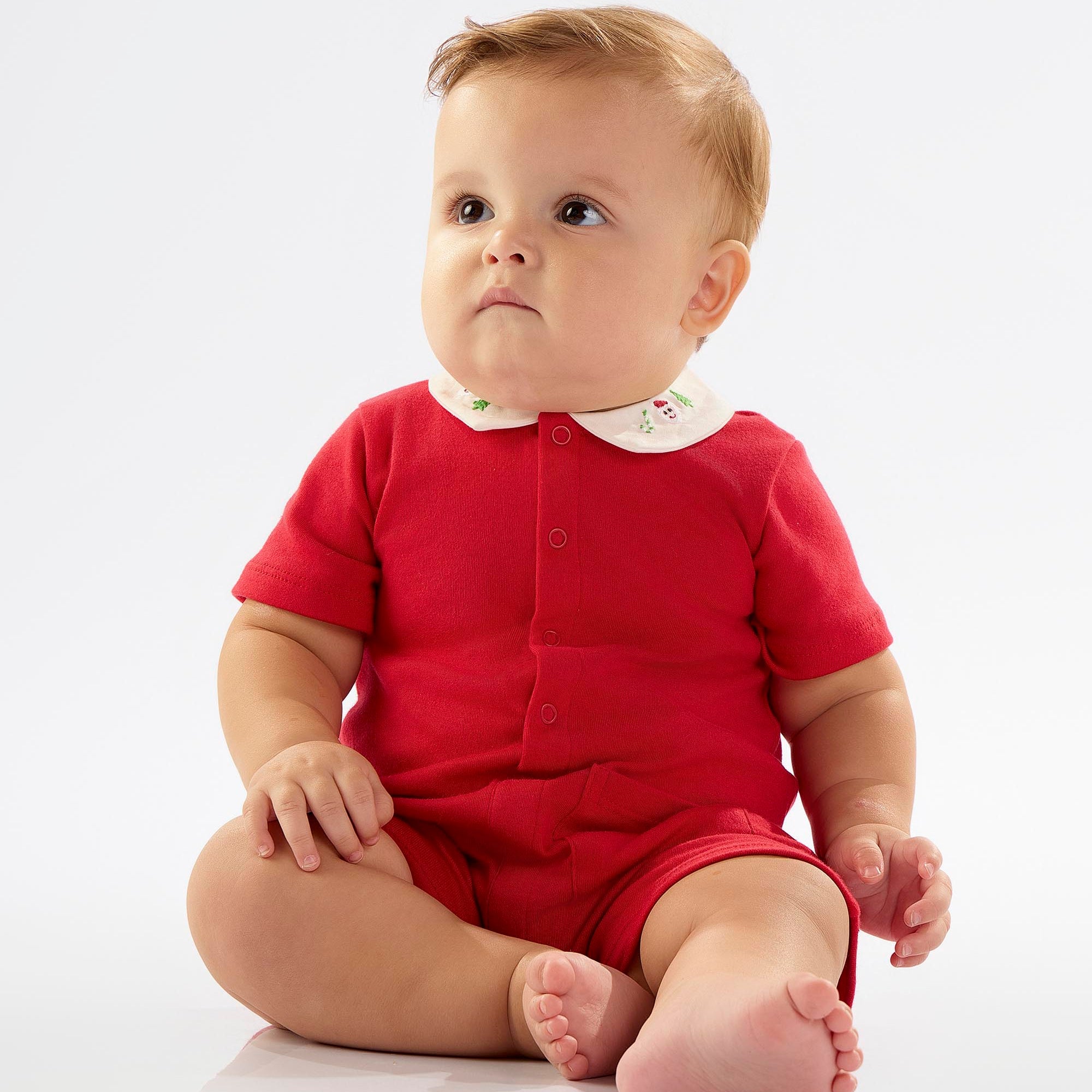Macacão Noel Vermelho em Suedine Roupa Natalina para Bebê — foto 1