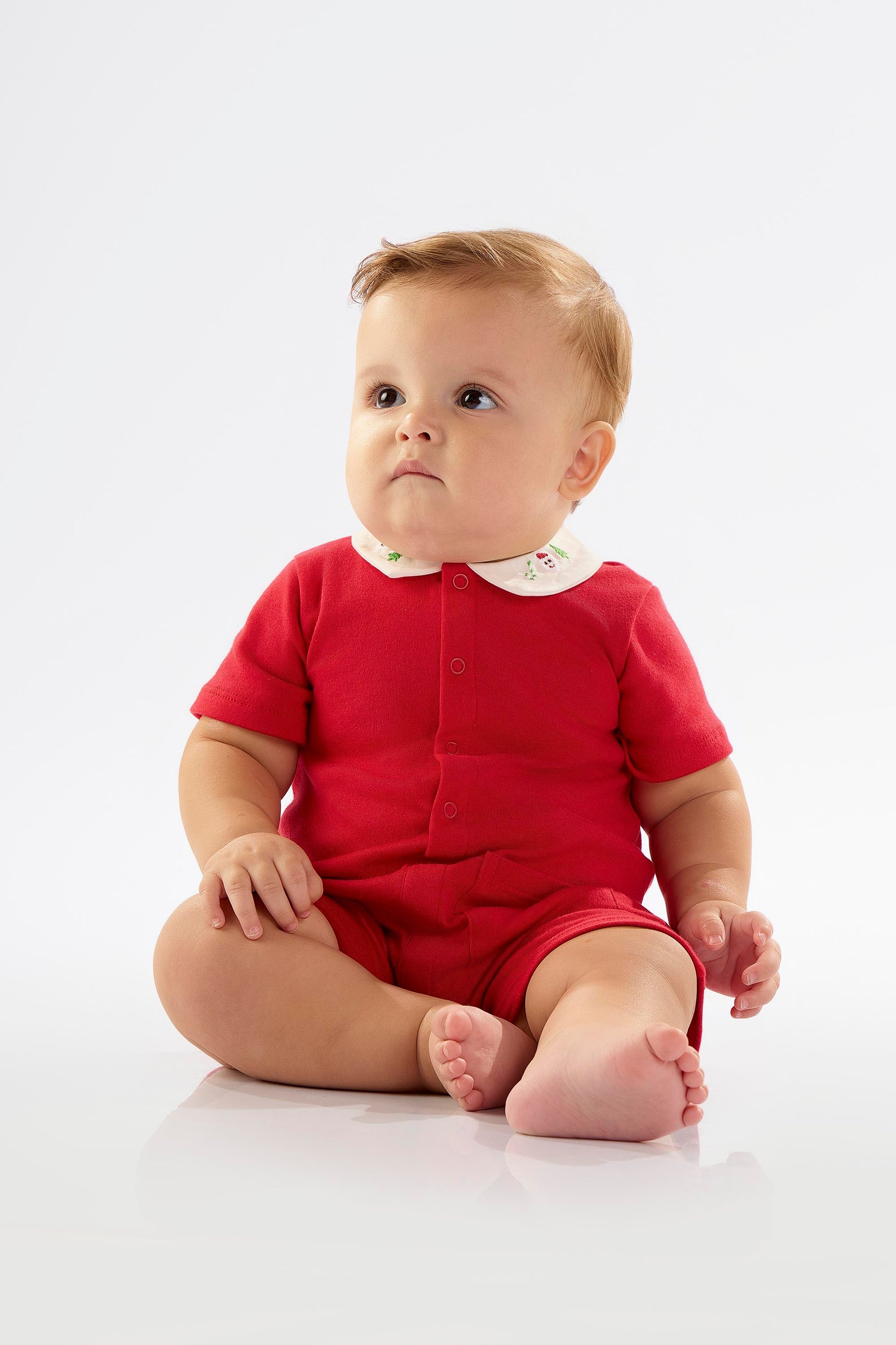 Macacão Noel Vermelho em Suedine Roupa Natalina para Bebê — foto 1