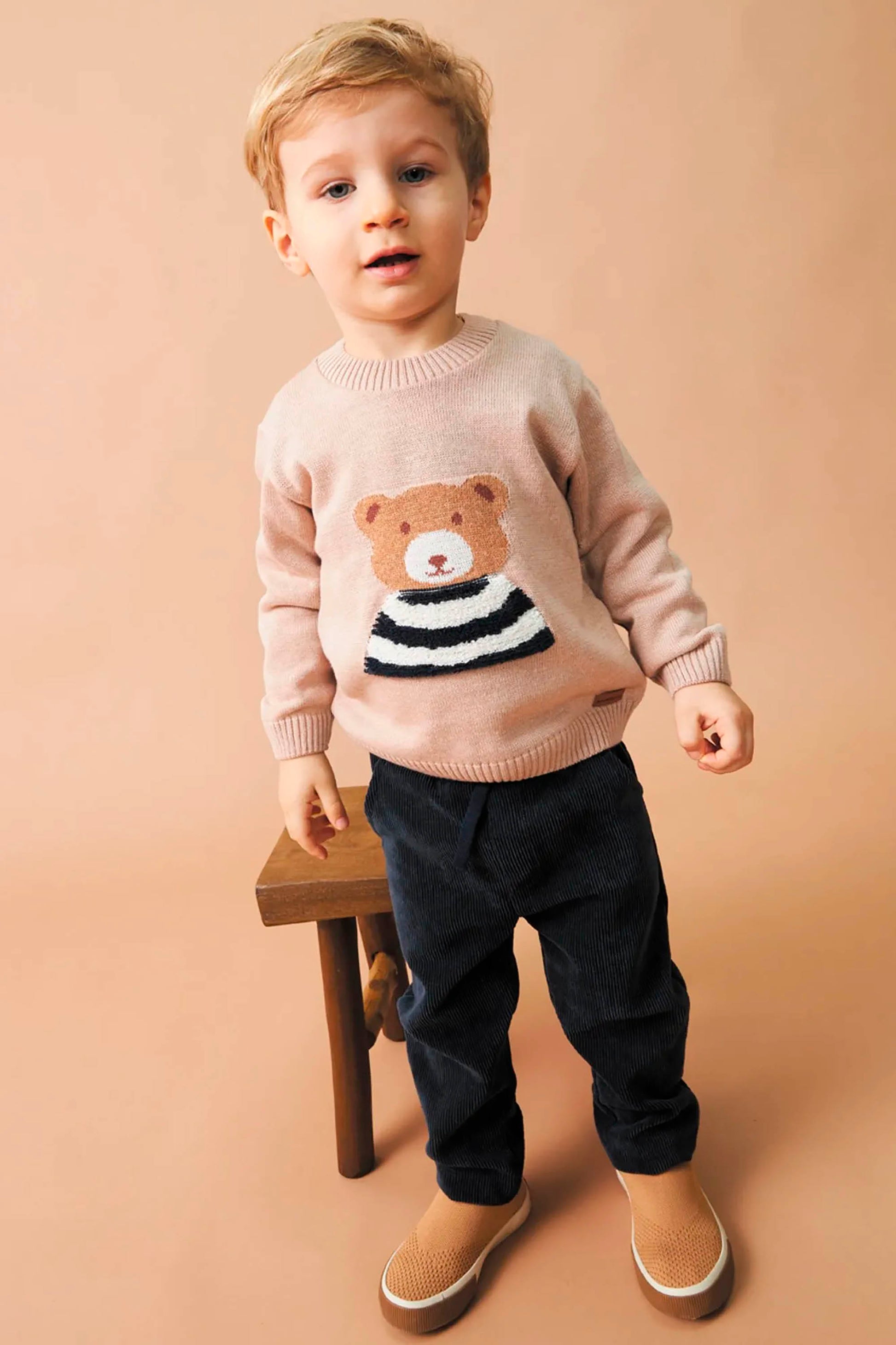 Malha em Tricot Infantil Ursinho Bege para Meninos — foto 3