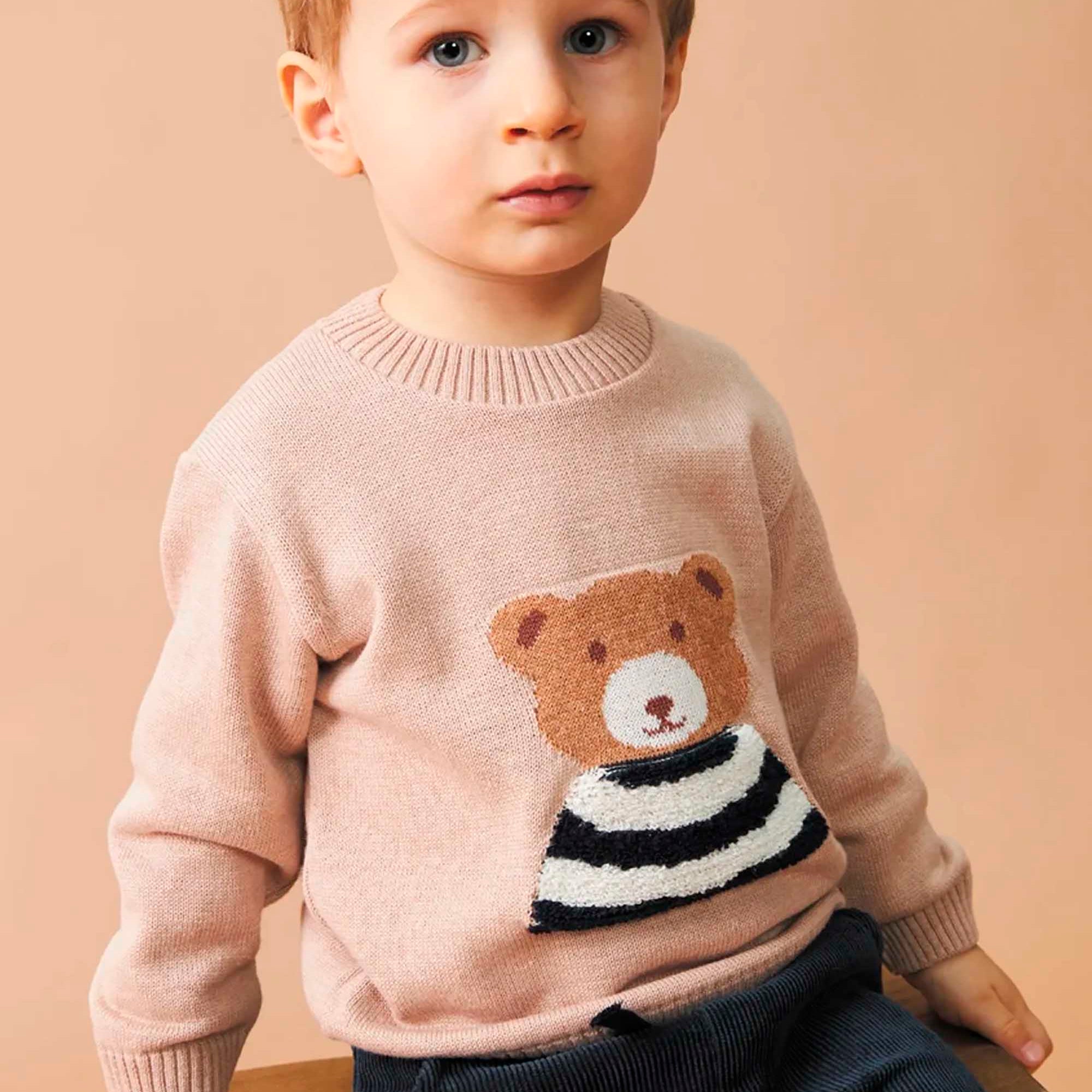 Malha em Tricot Infantil Ursinho Bege para Meninos — foto 1