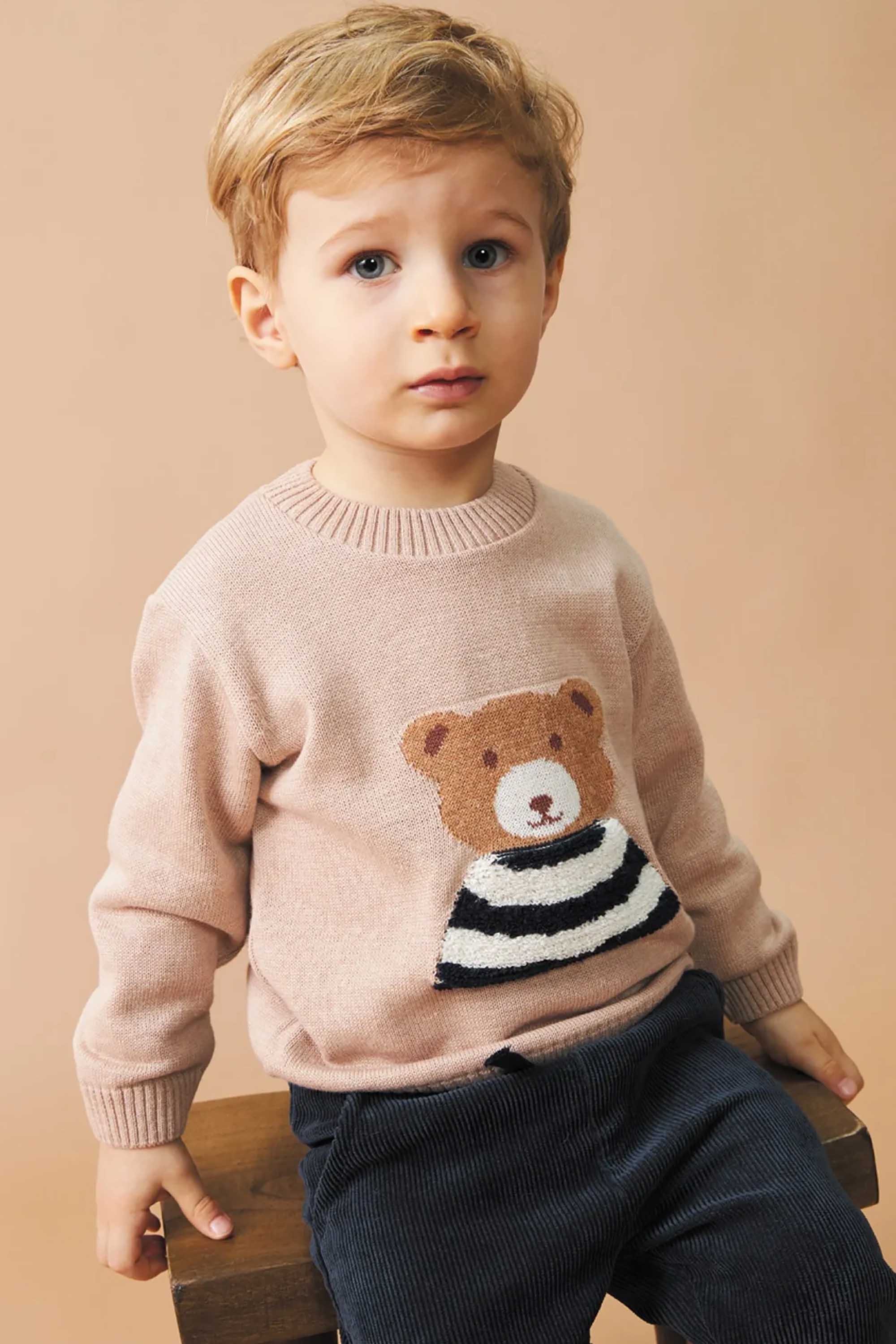 Malha em Tricot Infantil Ursinho Bege para Meninos — foto 1