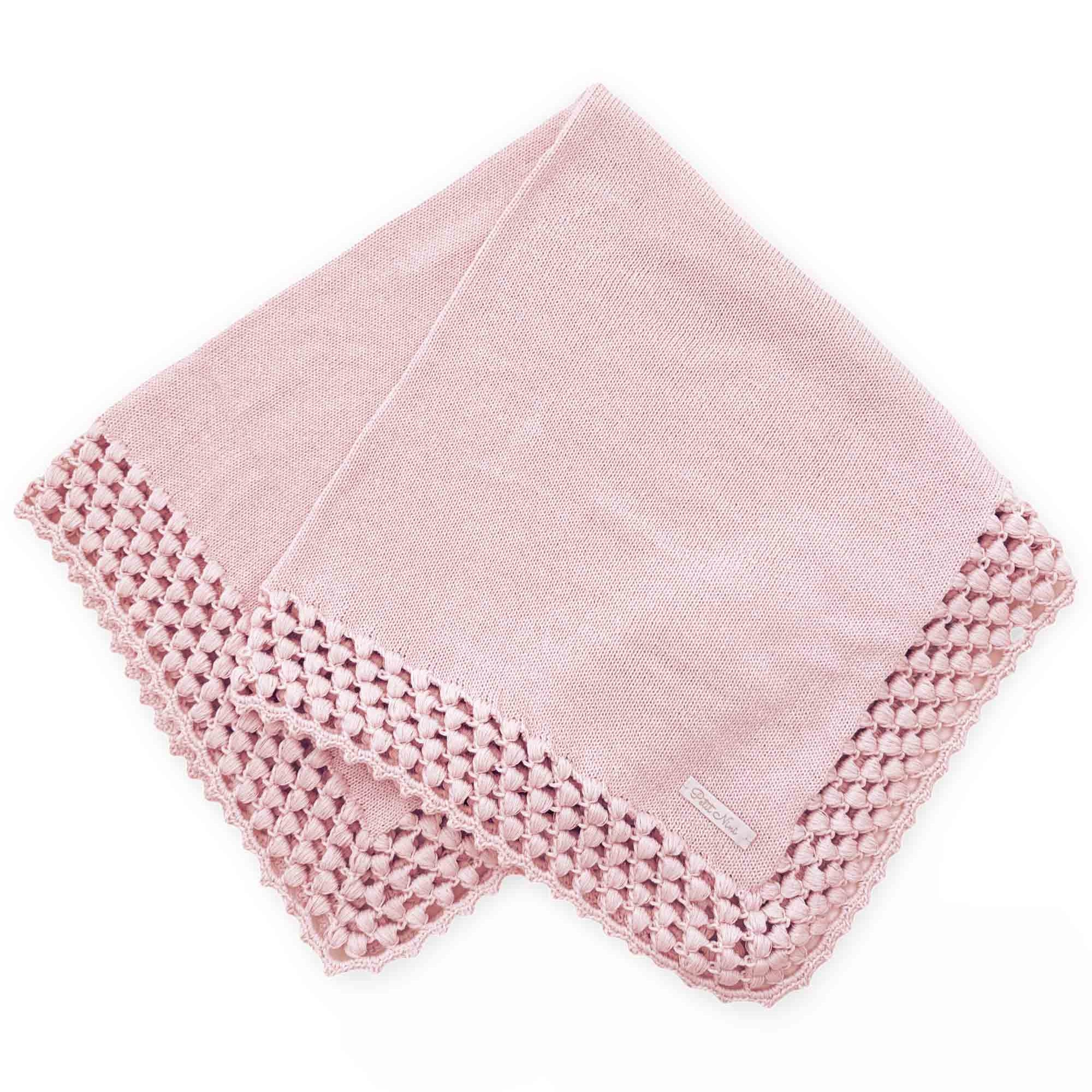 Manta em Tricô para Maternidade Barra Pipoquinha Rosa — foto 1
