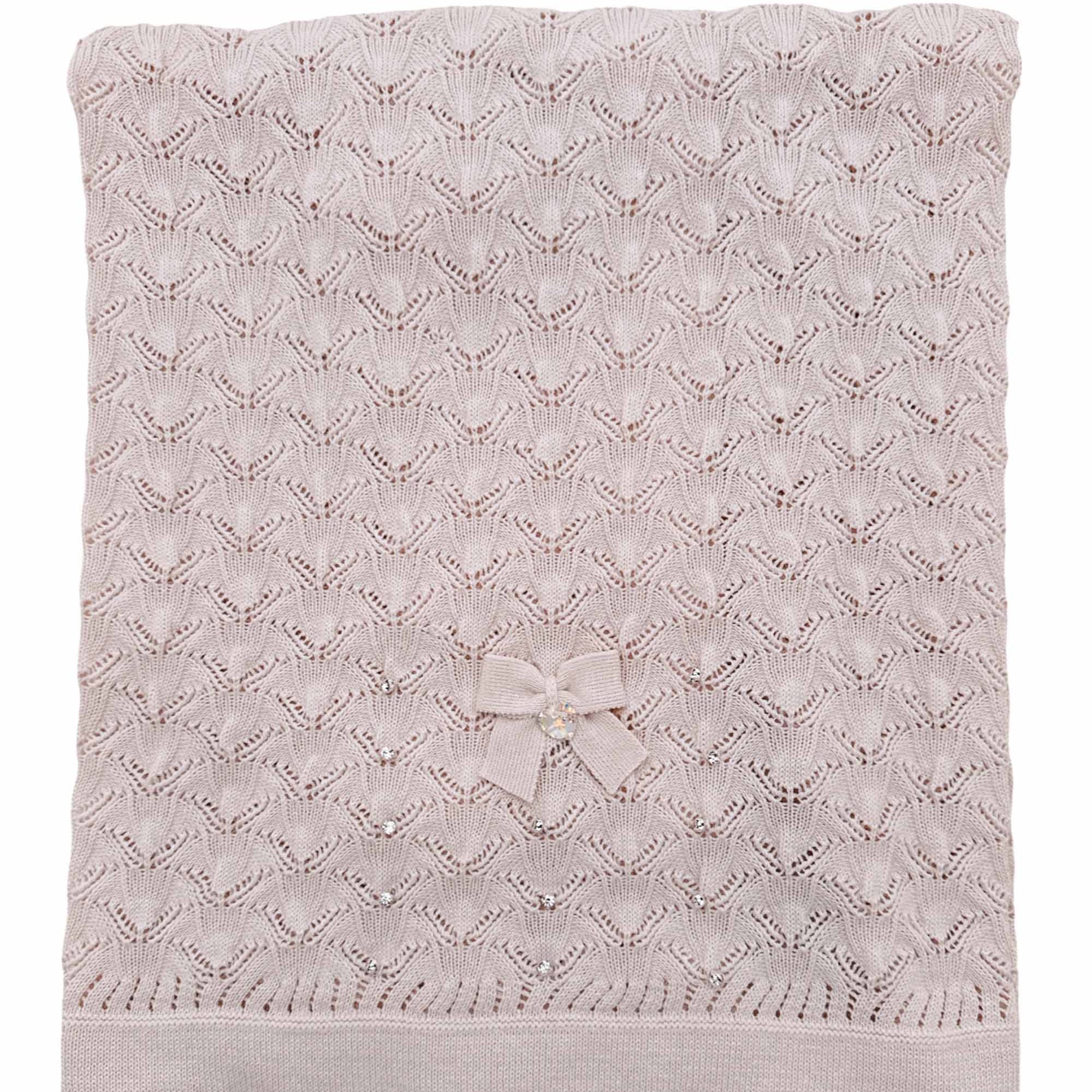 Manta em Tricot para Maternidade Folhas Sofia Rosa Algodão Doce — foto 1