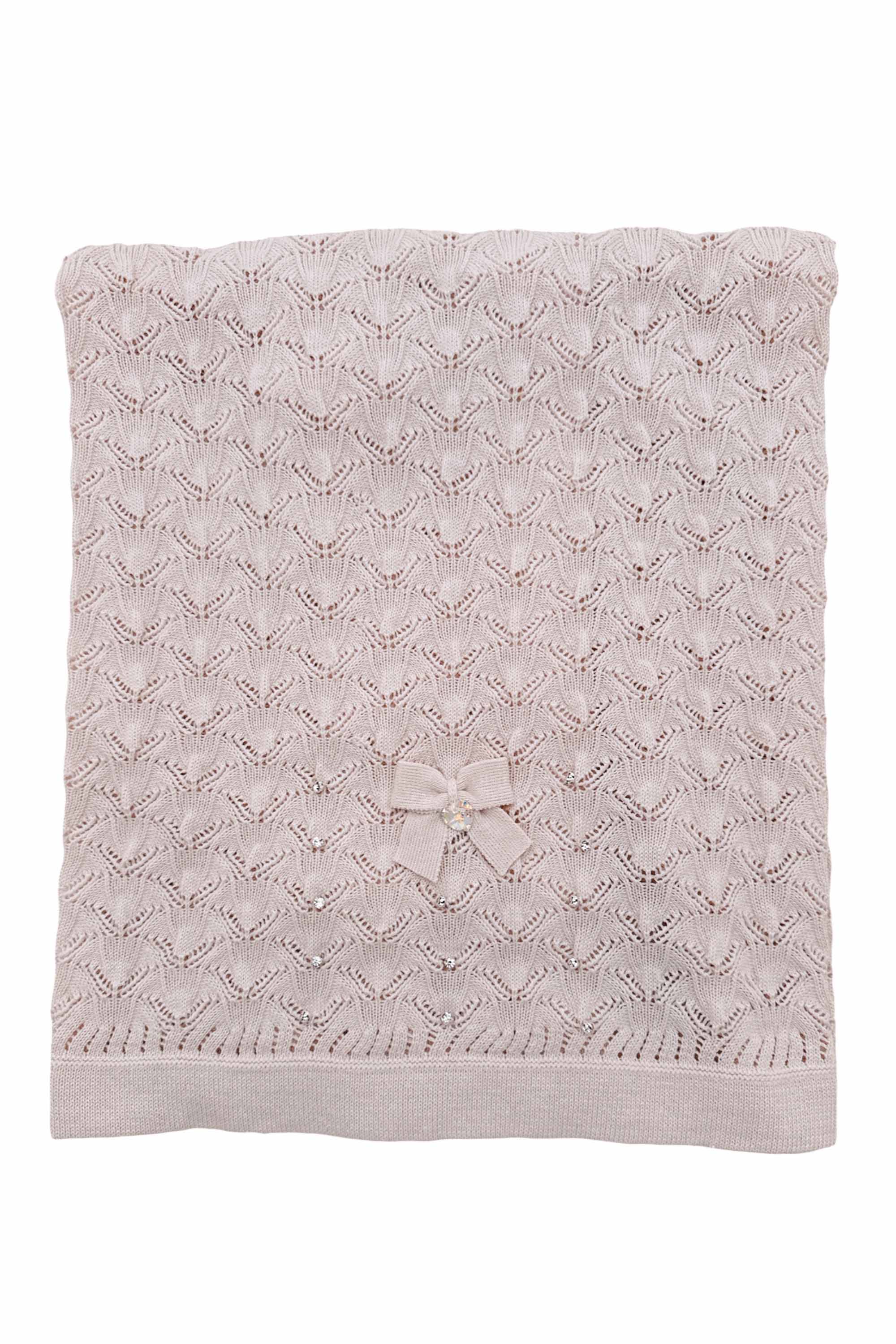 Manta em Tricot para Maternidade Folhas Sofia Rosa Algodão Doce — foto 1