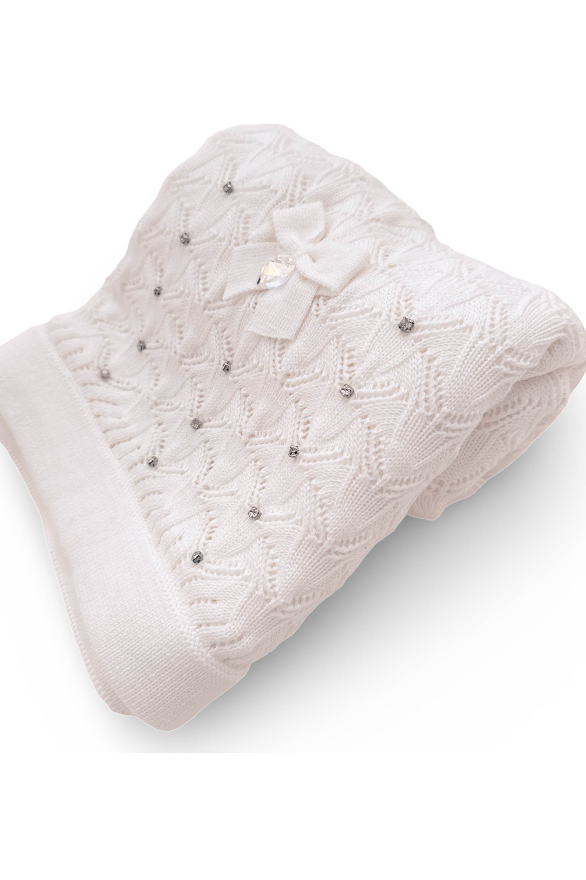 Manta em Tricot para Maternidade Folhas Sofia Branca — foto 2