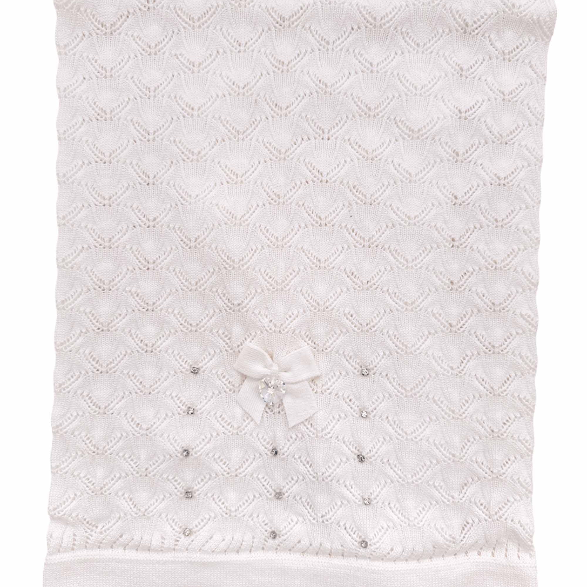 Manta em Tricot para Maternidade Folhas Sofia Branca — foto 1