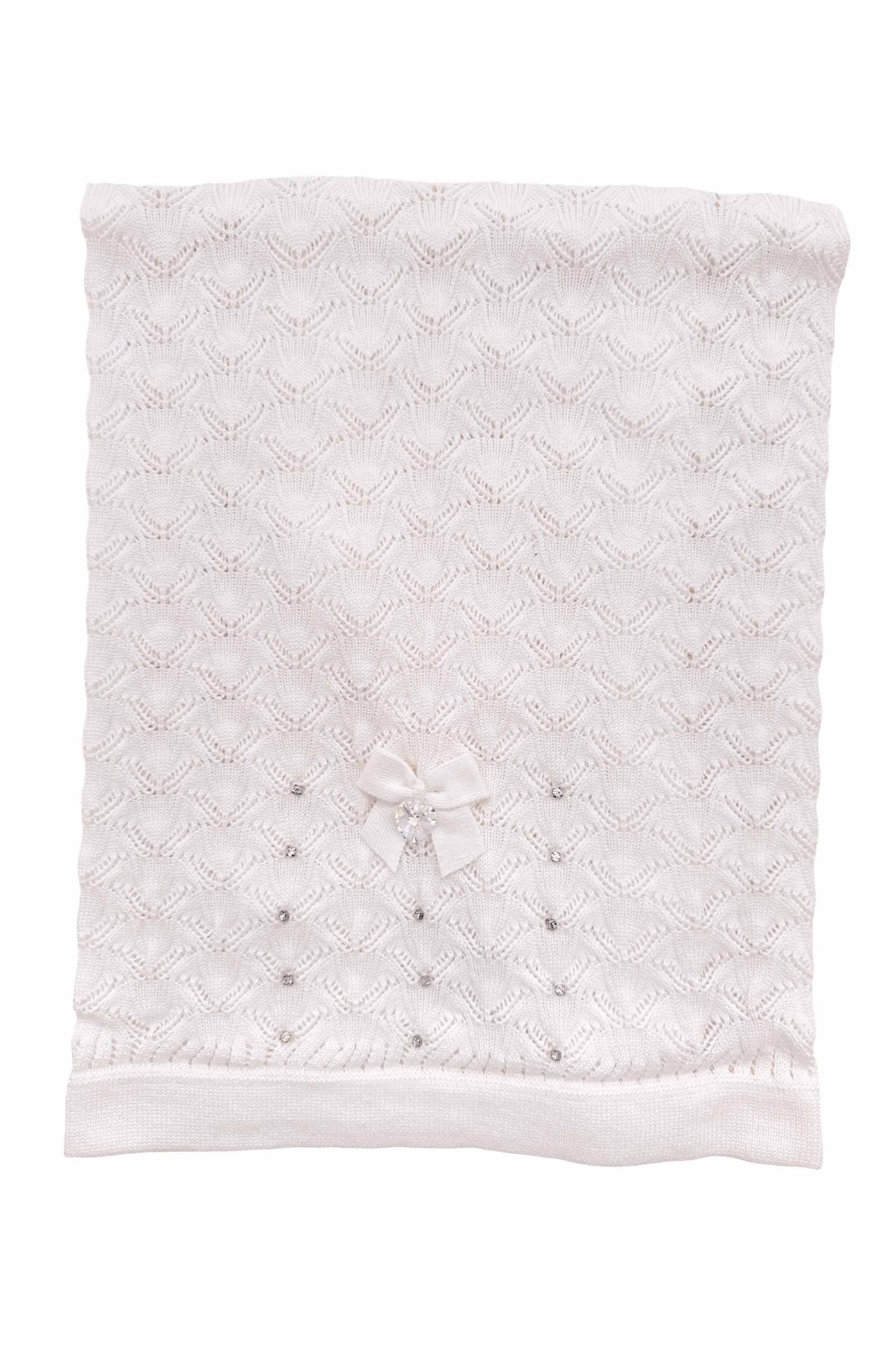 Manta em Tricot para Maternidade Folhas Sofia Branca — foto 1