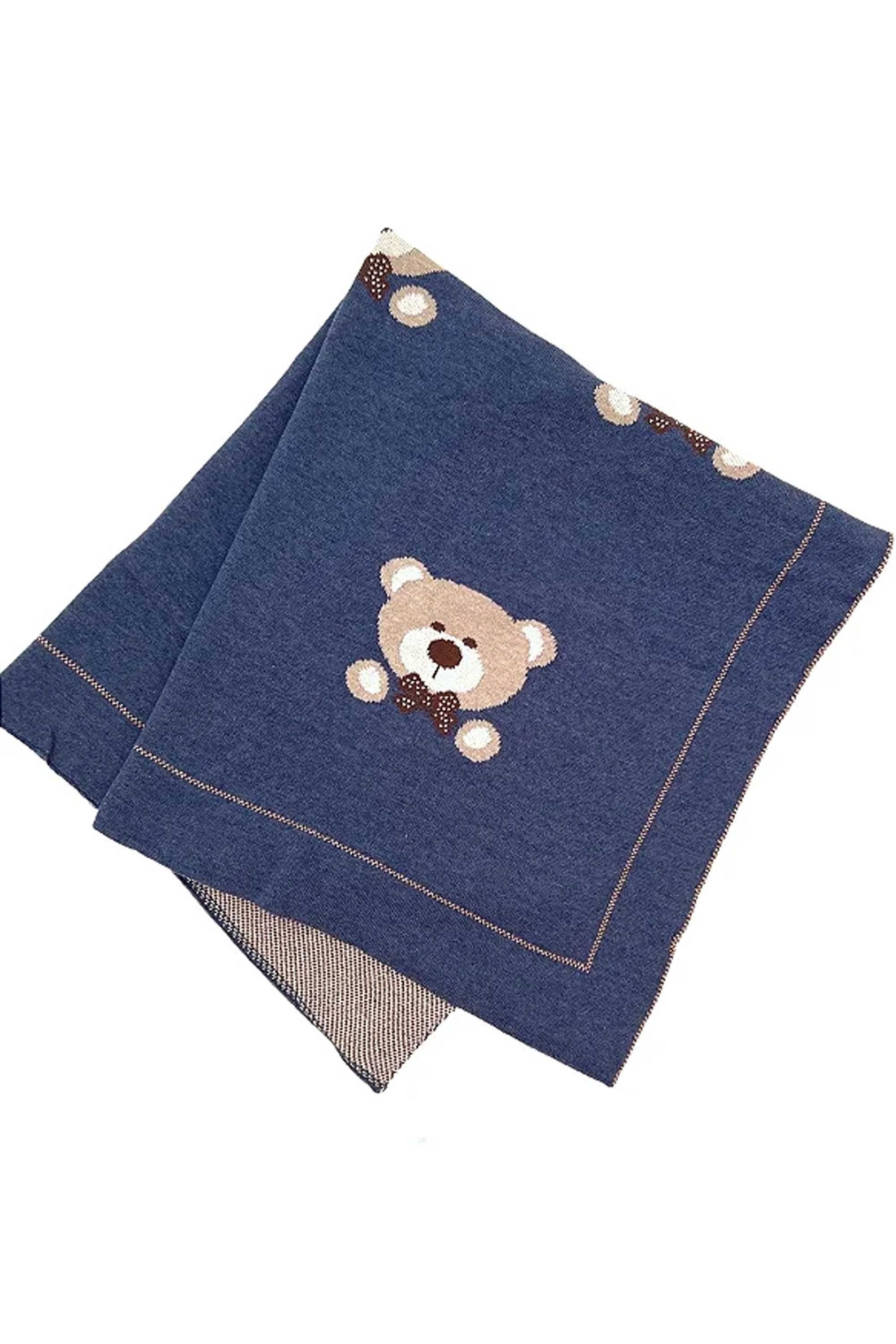 Manta Tricô Maternidade Urso Azul Índigo — foto 2