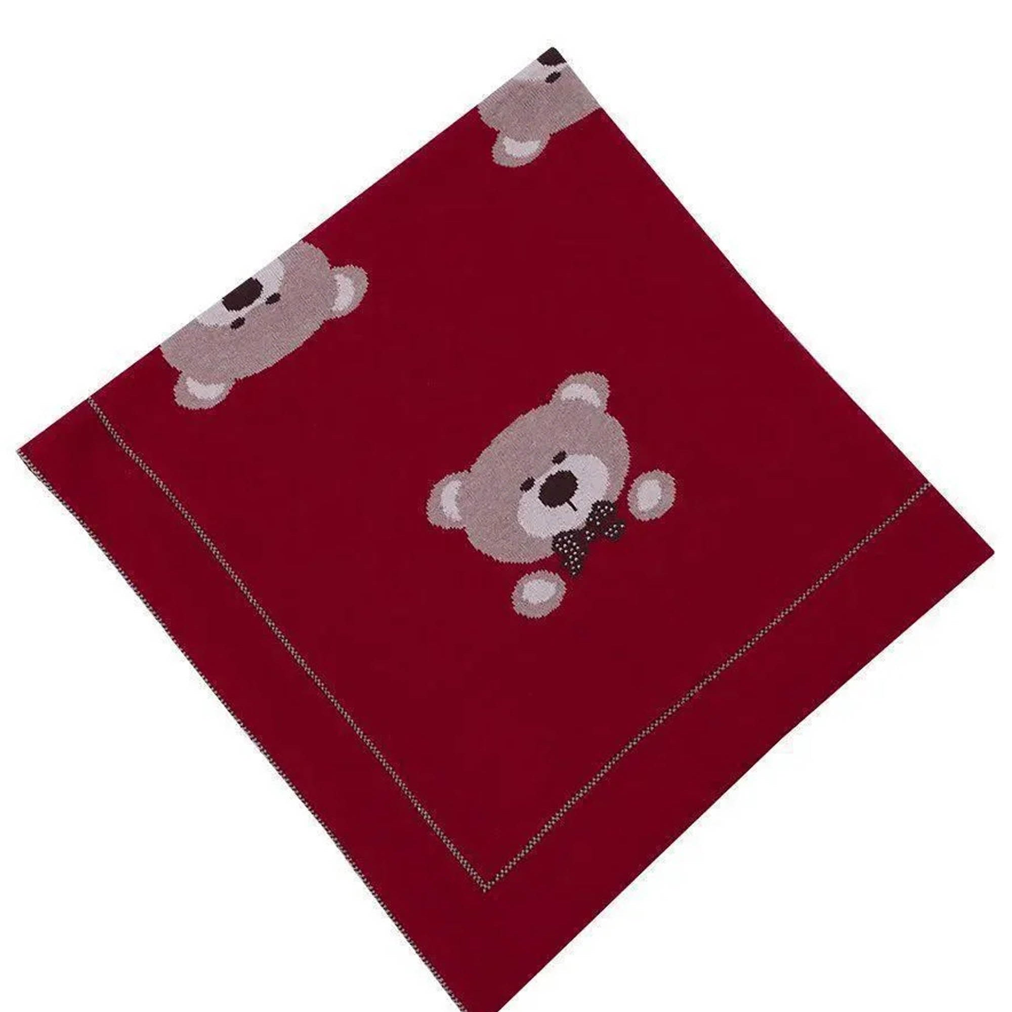 Manta em Tricô para Maternidade Urso Vermelho — foto 1
