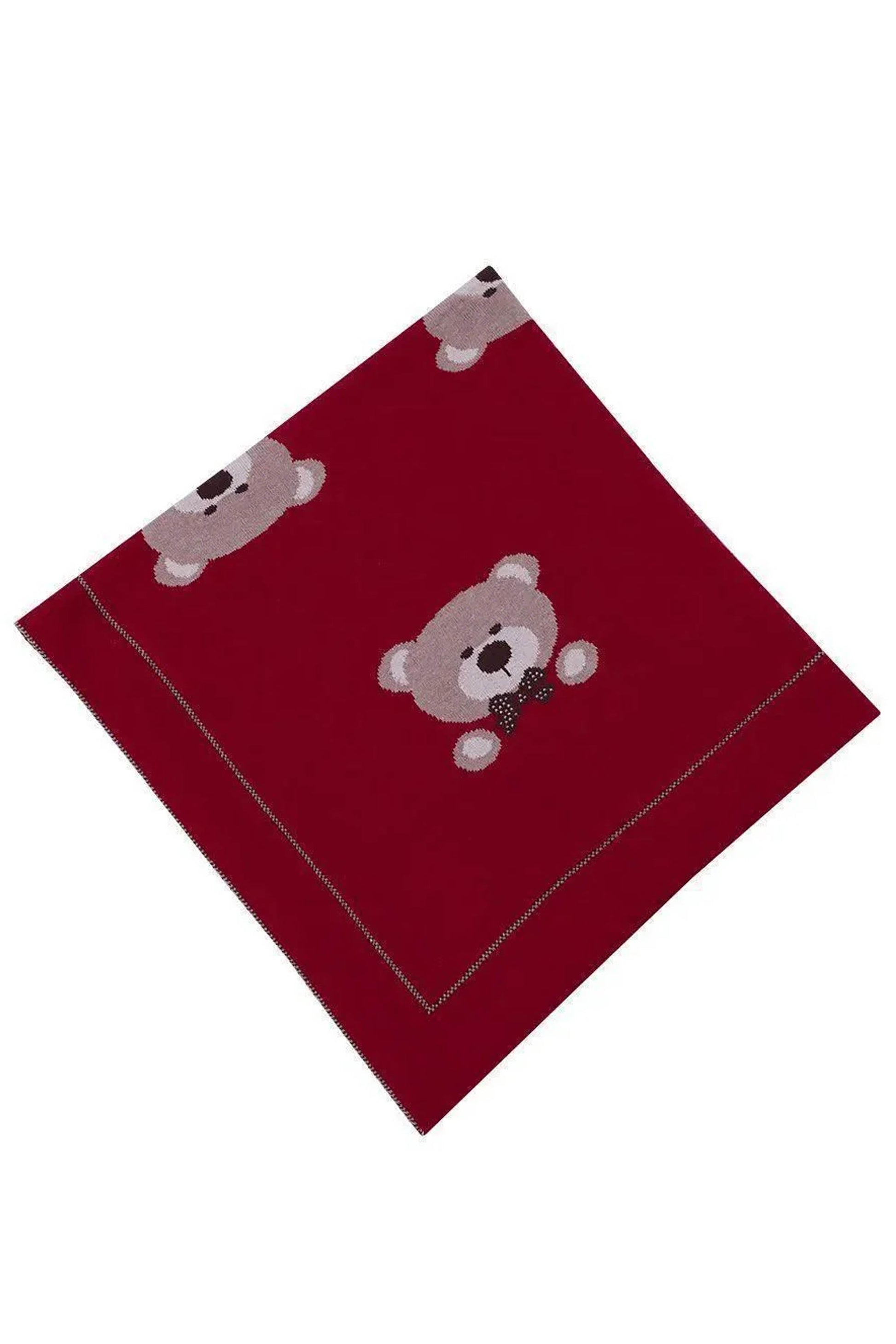 Manta em Tricô para Maternidade Urso Vermelho — foto 1