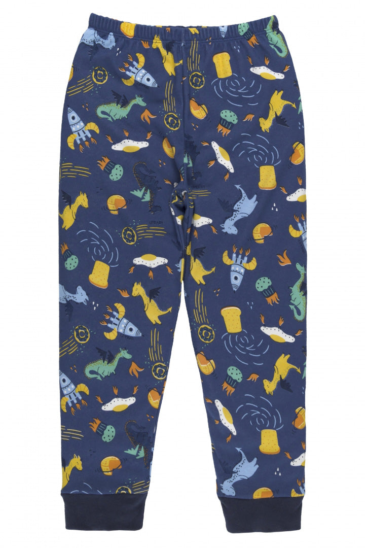 Pijama Infantil Manga Longa e Calça Estampa Foguetes Marinho — foto 4