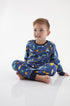 Pijama Infantil Manga Longa e Calça Estampa Foguetes Marinho — foto 1
