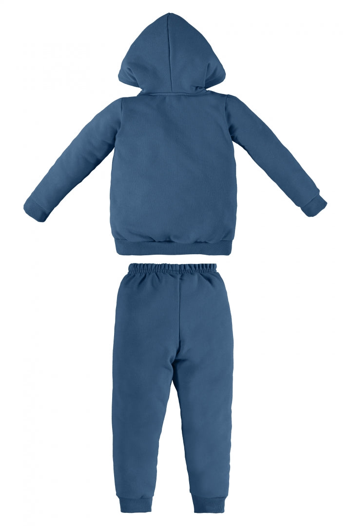 Conjunto Infantil Jaqueta e Calça em Moletom Azul Ashes com Capuz