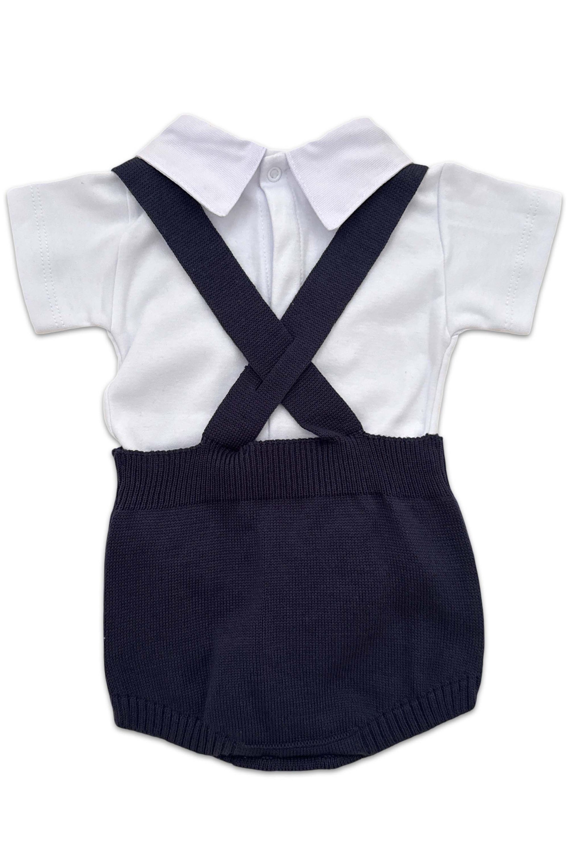 Romper Bebê Menino Azul Marinho e Tricô