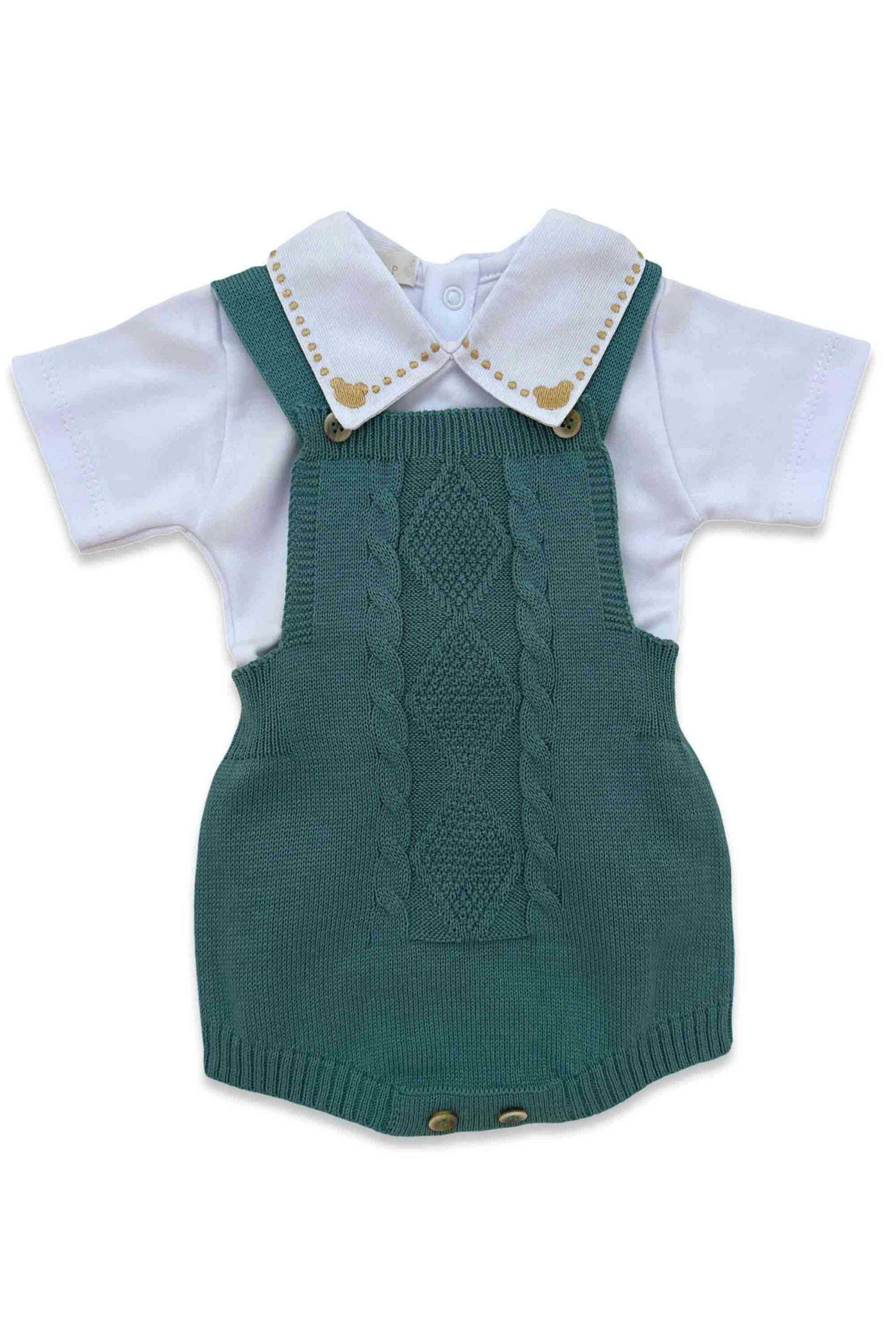 Romper em Tricô para Bebê Verde