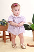 Romper para Bebê Xadrez Lilás Exclusivo Petit Nini Gola Bordada — foto 1