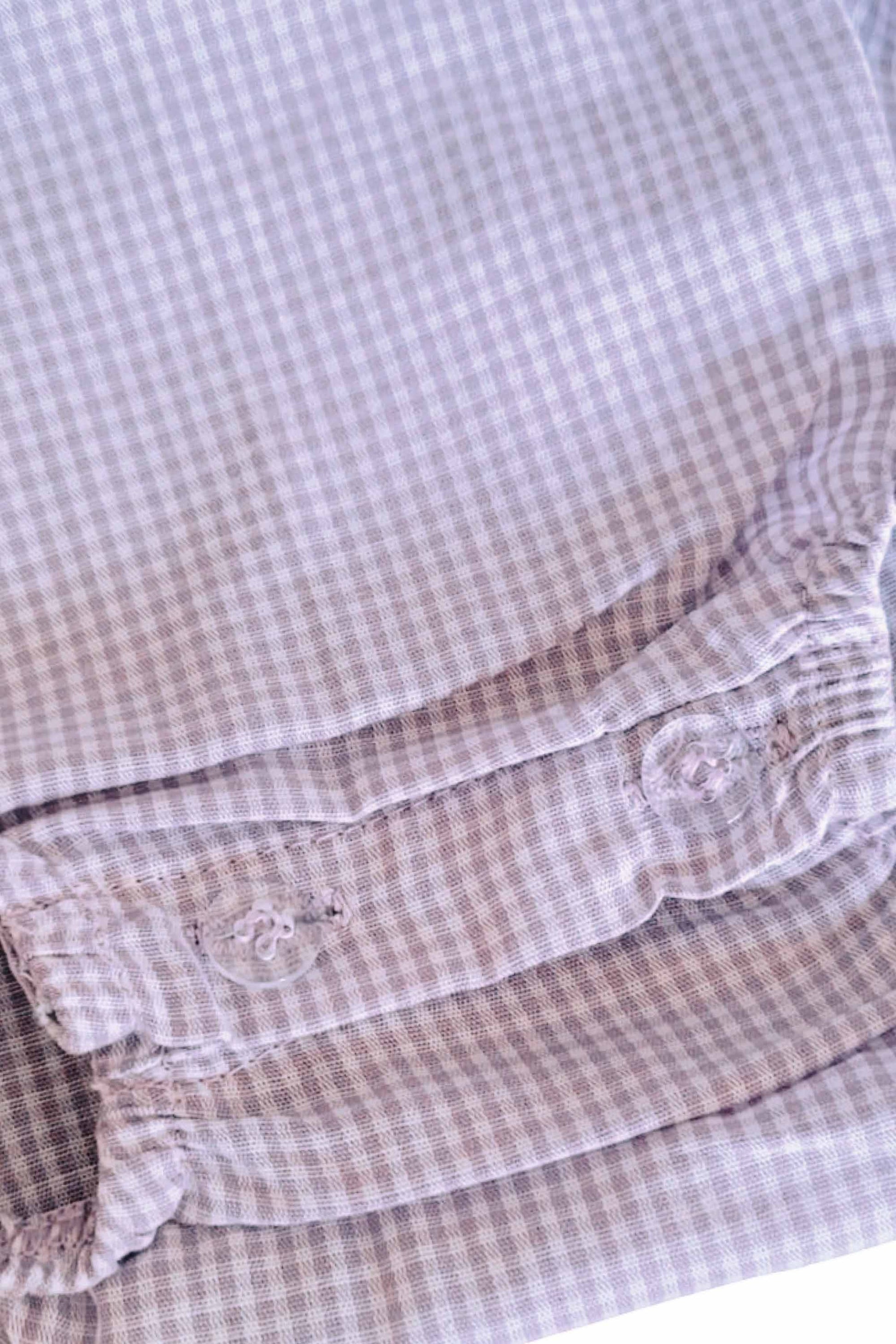 Romper para Bebê Xadrez Lilás Exclusivo Petit Nini - Gola bordada