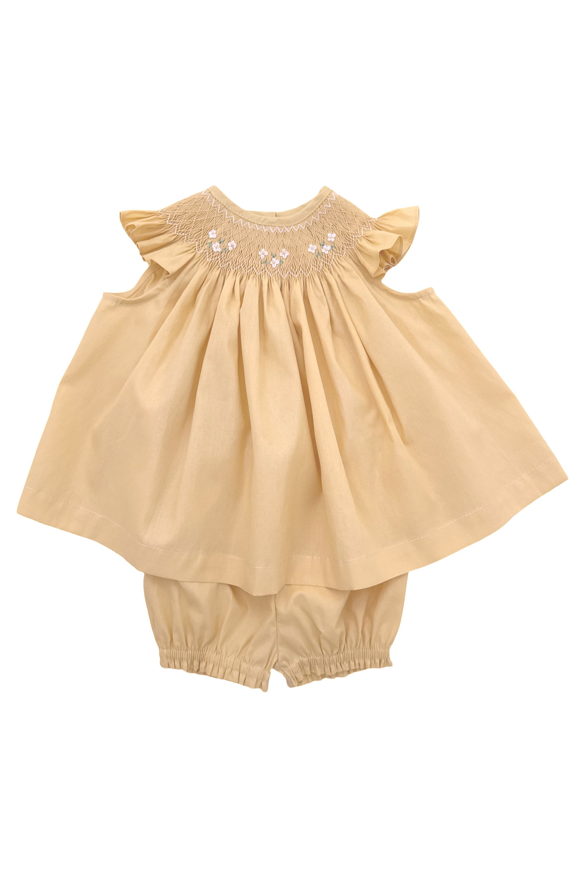 Vestido Russinho Casinha de Abelha Bebê Menina Amarelo Bordado — foto 2
