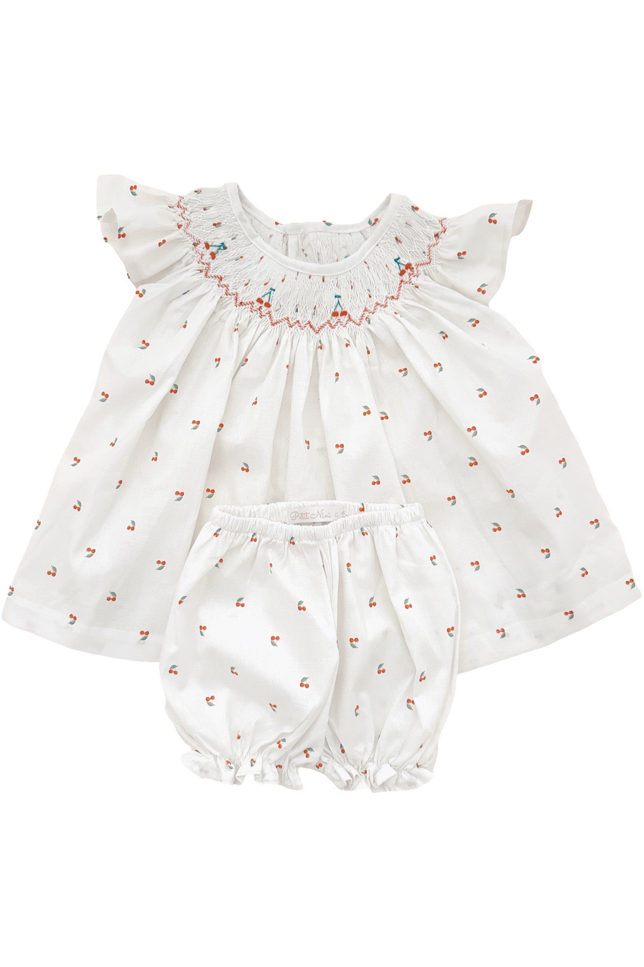 Vestido Russinho Casinha de Abelha com Shorts Estampa Cerejas