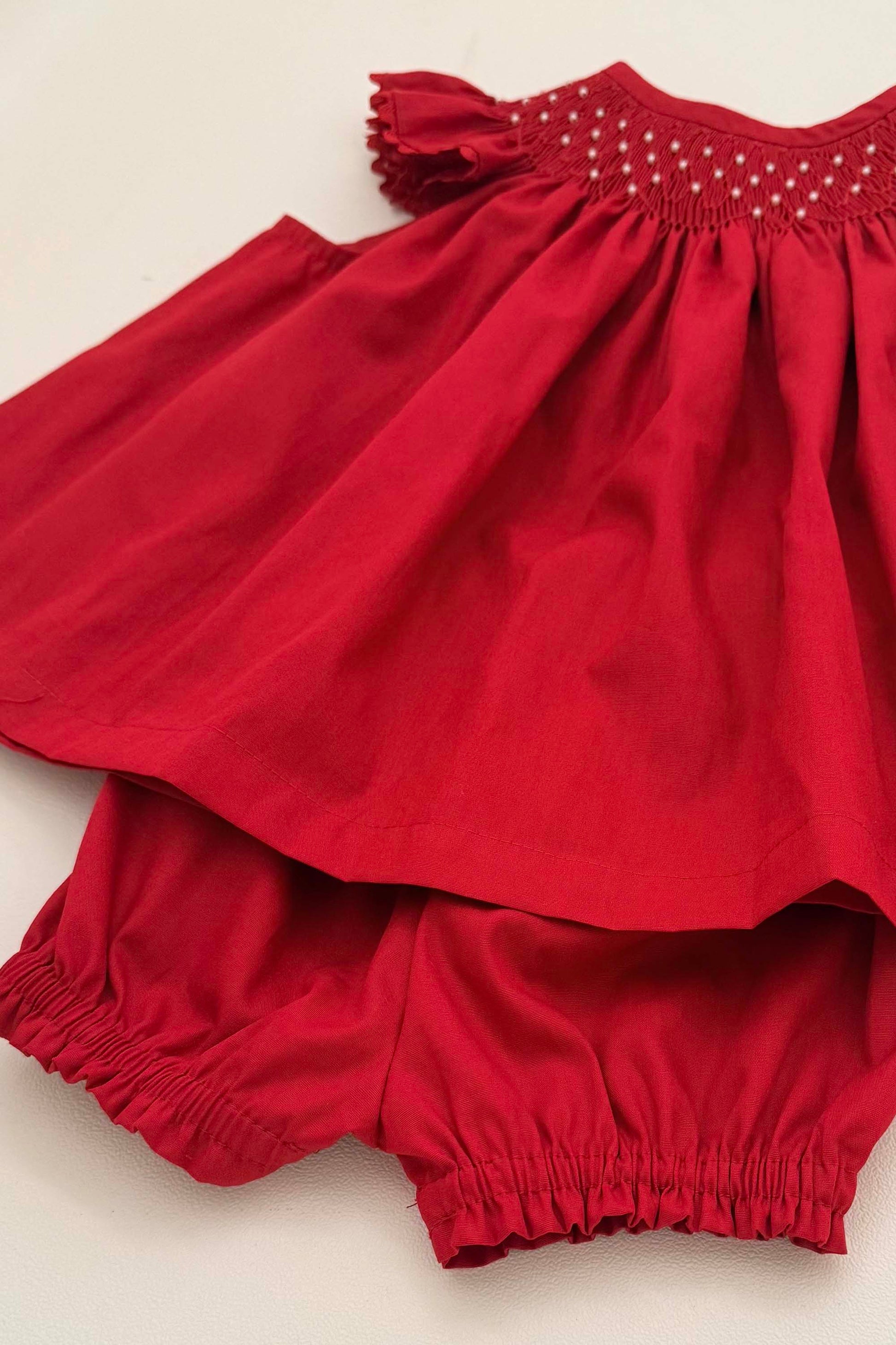 Vestido Bebê Russinho Amélie Vermelho Pérola