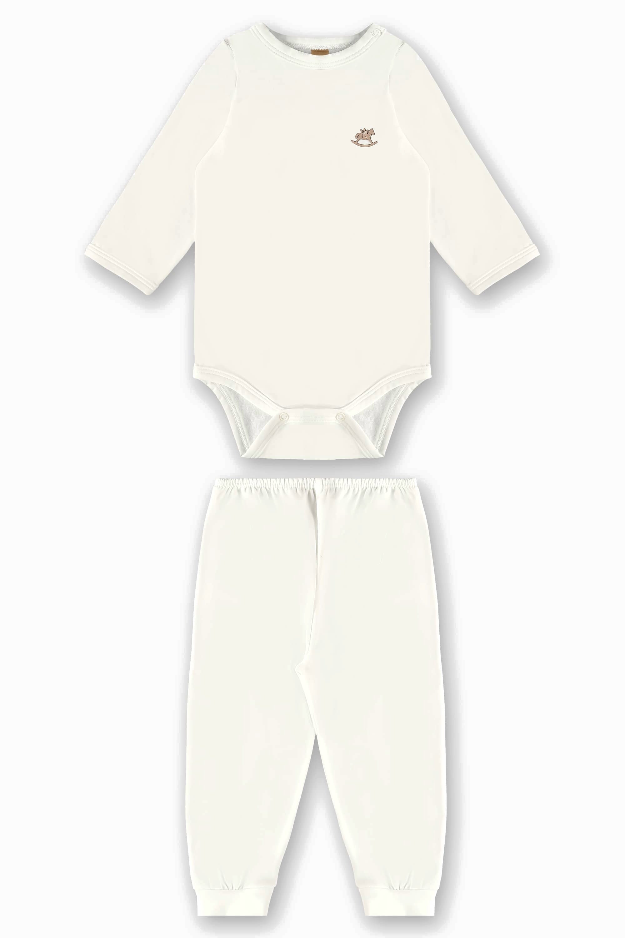 Conjunto Bebê Malha Térmica Body e Calça Off White — foto 2