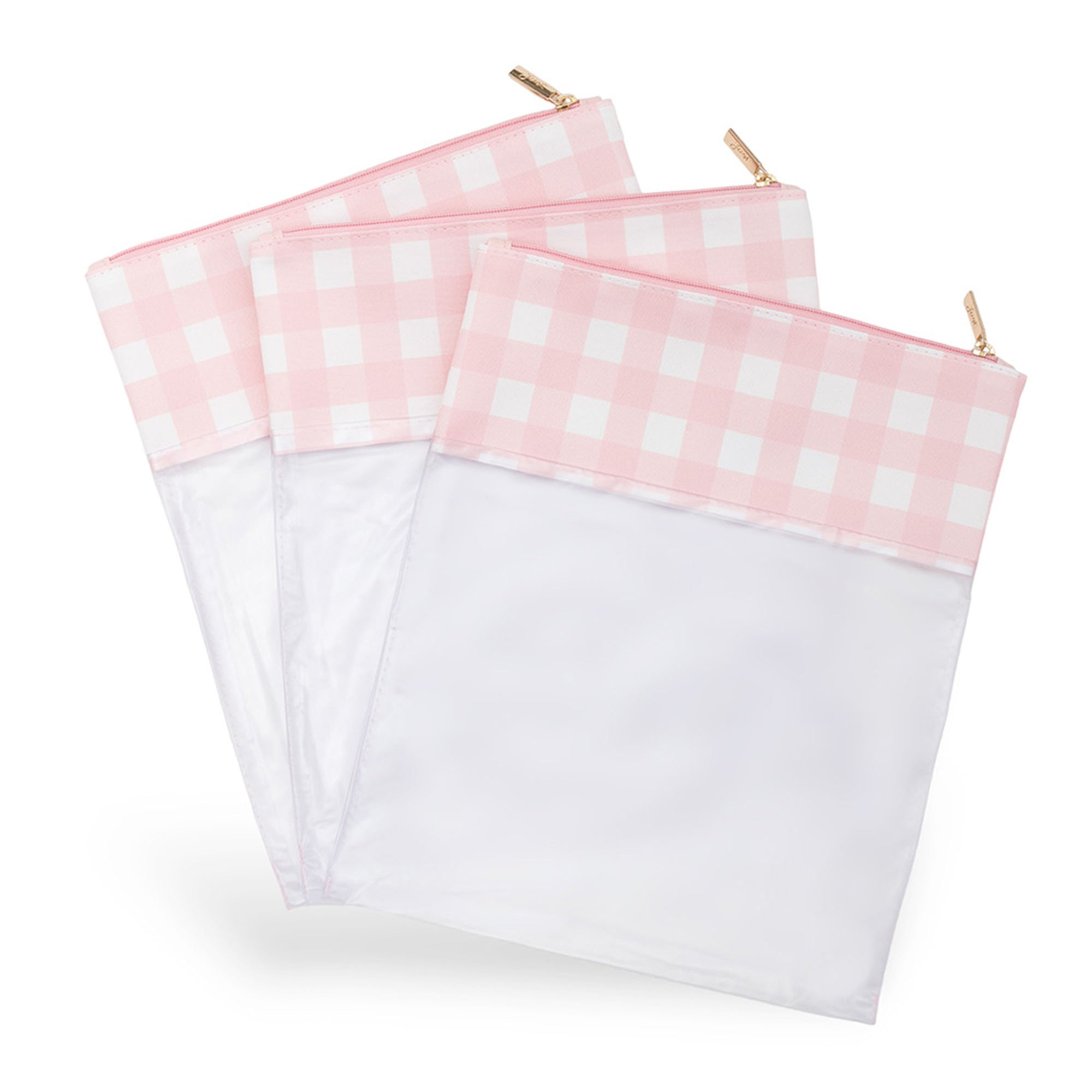 Kit com 3 Sacos Organizadores de Mala Impermeáveis Design Vichy Rosa — foto 1
