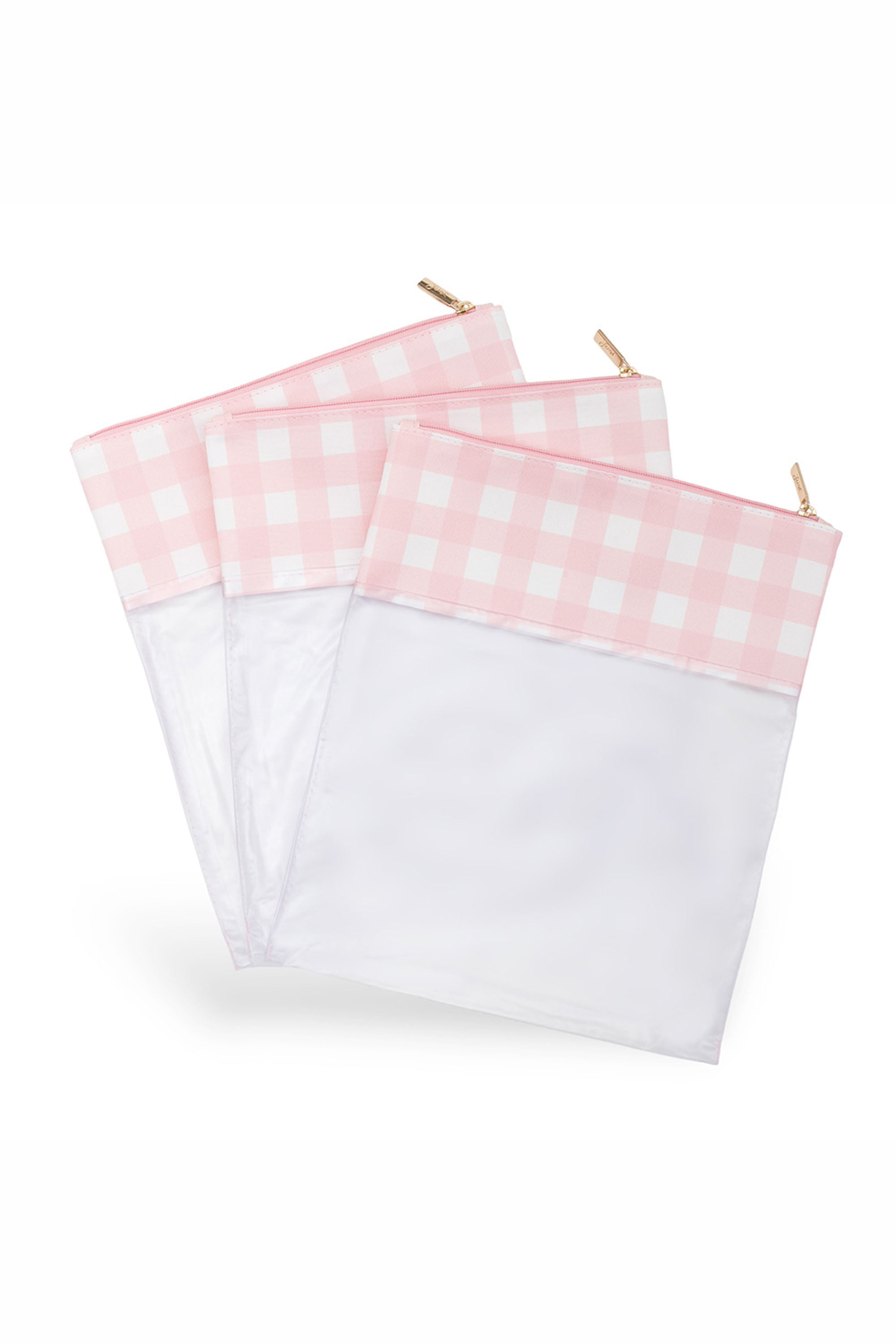 Kit com 3 Sacos Organizadores de Mala Impermeáveis Design Vichy Rosa — foto 1