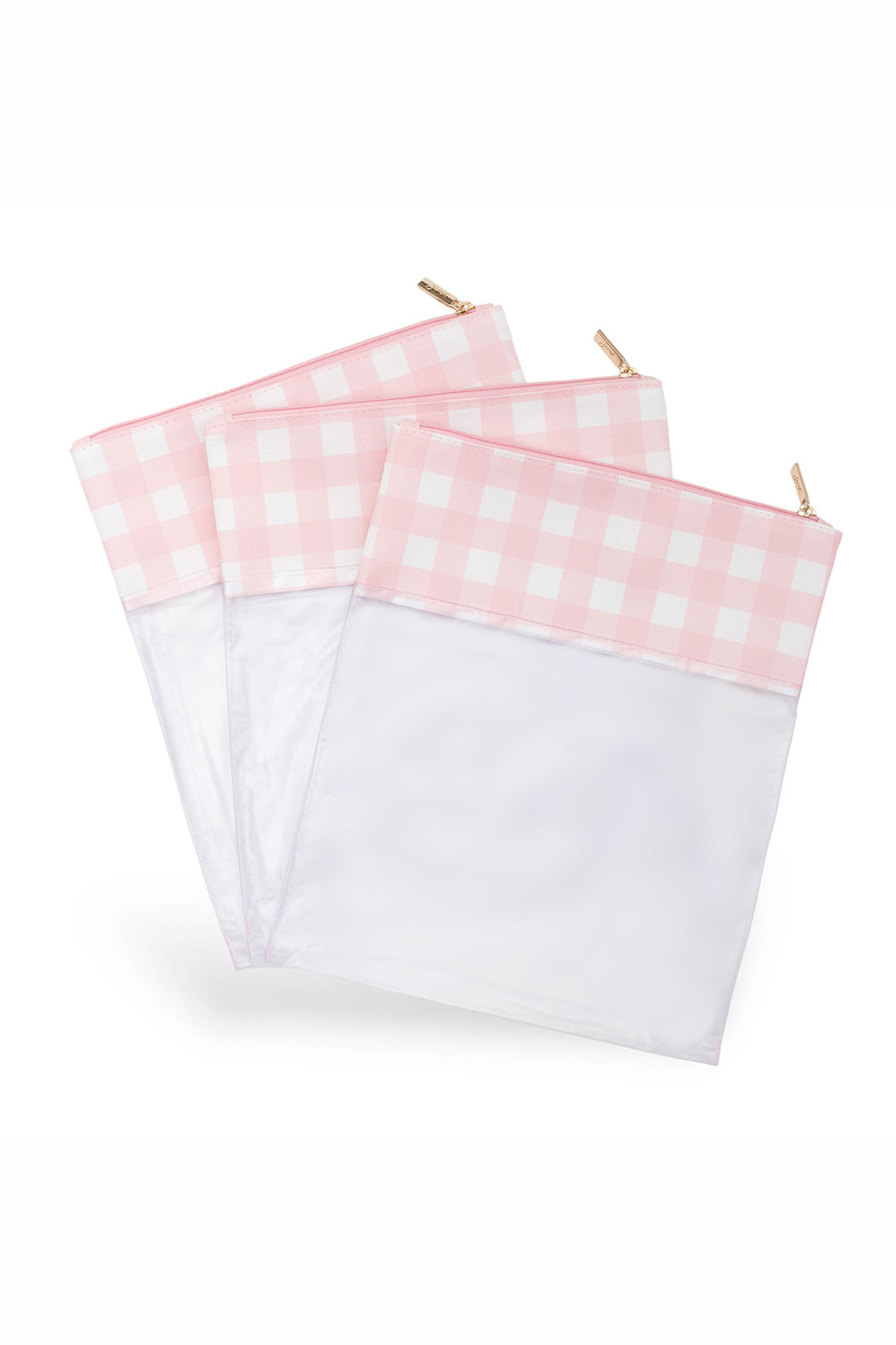 Kit com 3 Sacos Organizadores de Mala Impermeáveis Design Vichy Rosa — foto 1