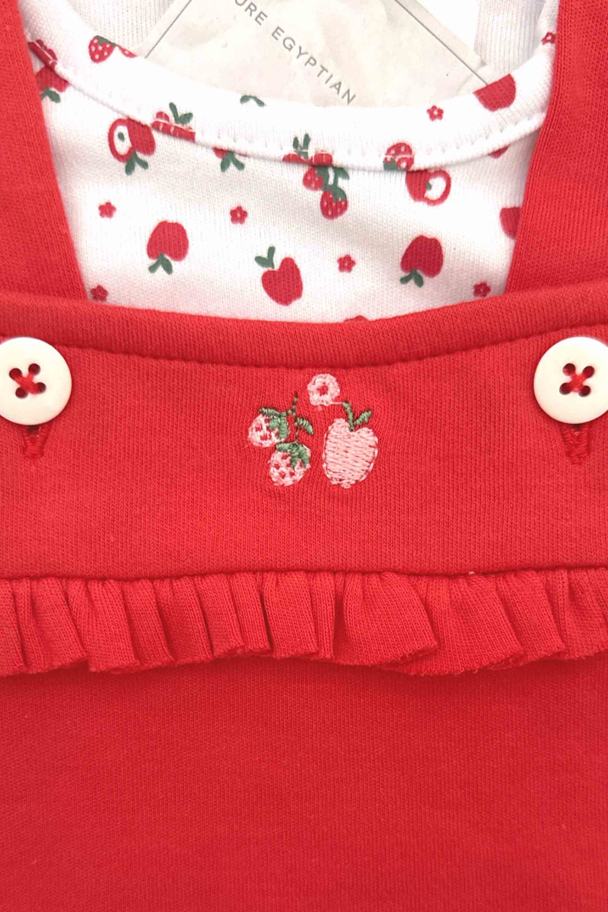 Conjunto Salopete Vermelha e Body Estampa Maças Algodão Egípcio — foto 3