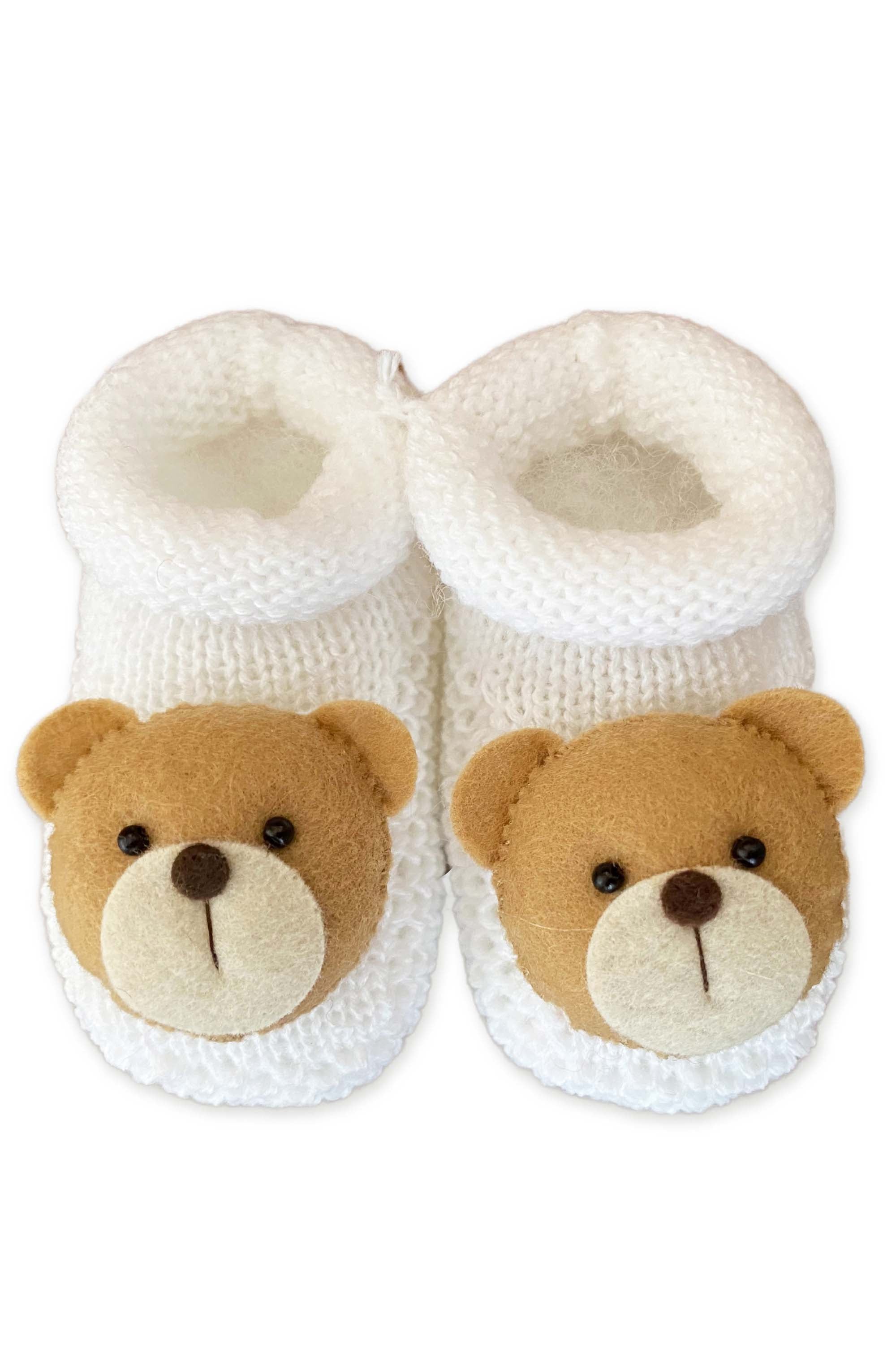 Sapatinho de Tricô para Recém Nascido Urso Branco — foto 2