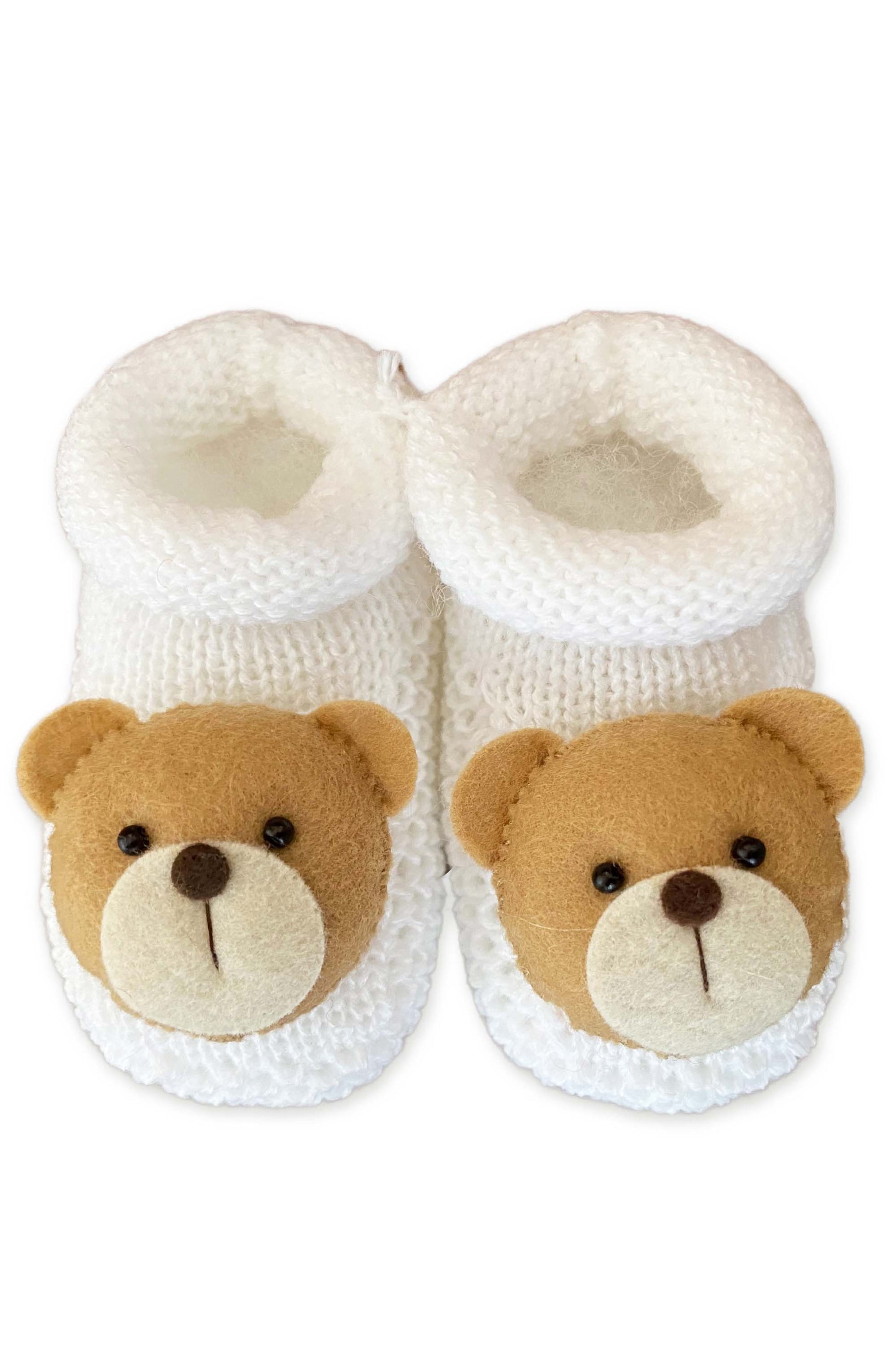 Sapatinho de Tricô para Recém Nascido Urso Branco — foto 2