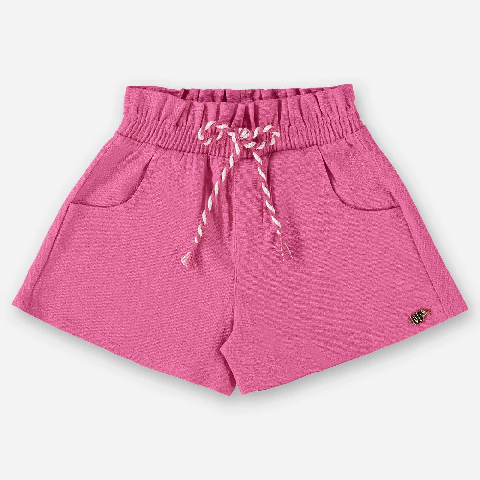 Short Infantil em Tecido Linho Pink — foto 1