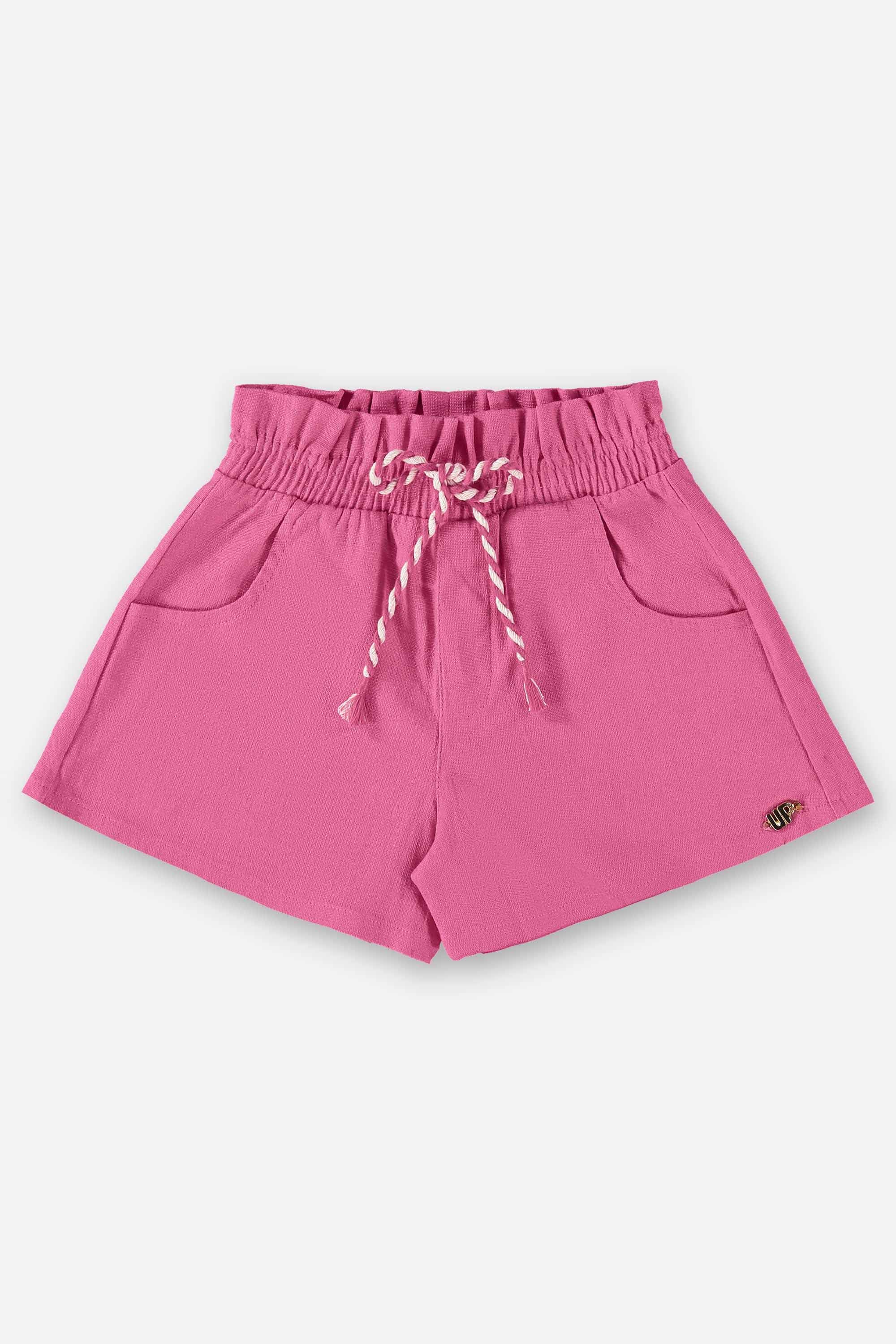 Short Infantil em Tecido Linho Pink — foto 1