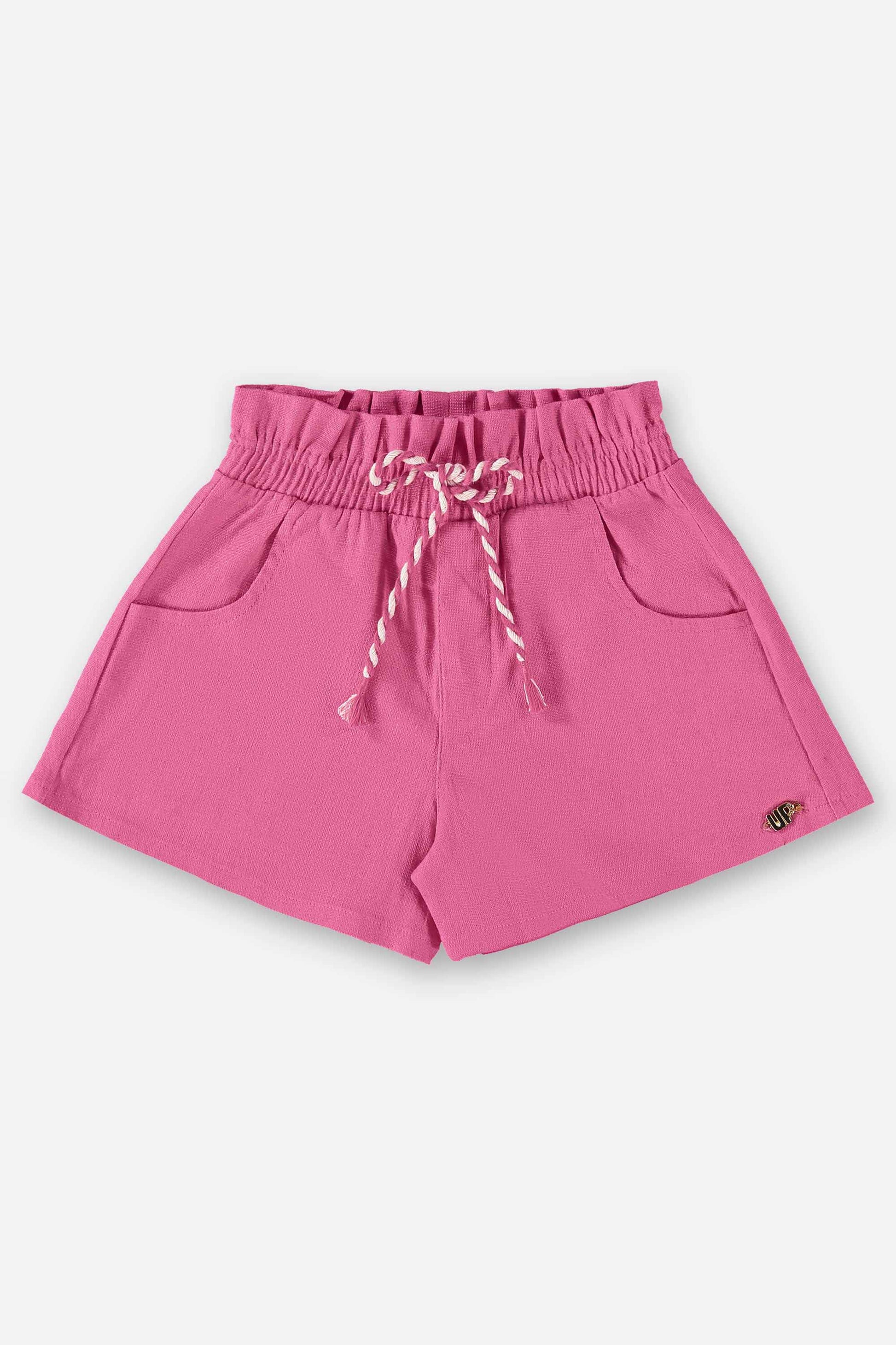 Short Infantil em Tecido Linho Pink — foto 1