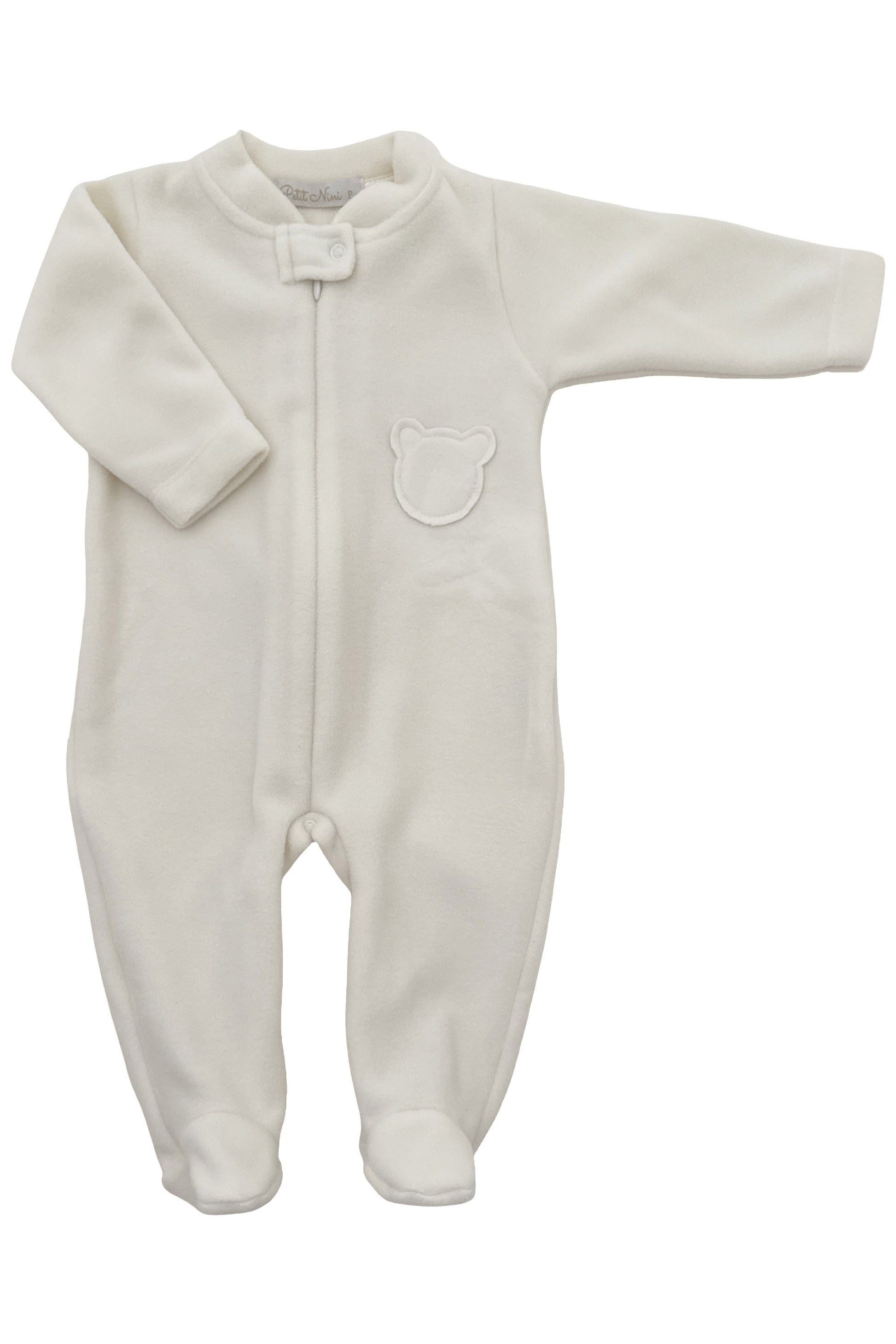 Macacão Bebê Soft Unissex Off White com Detalhe Urso — foto 3