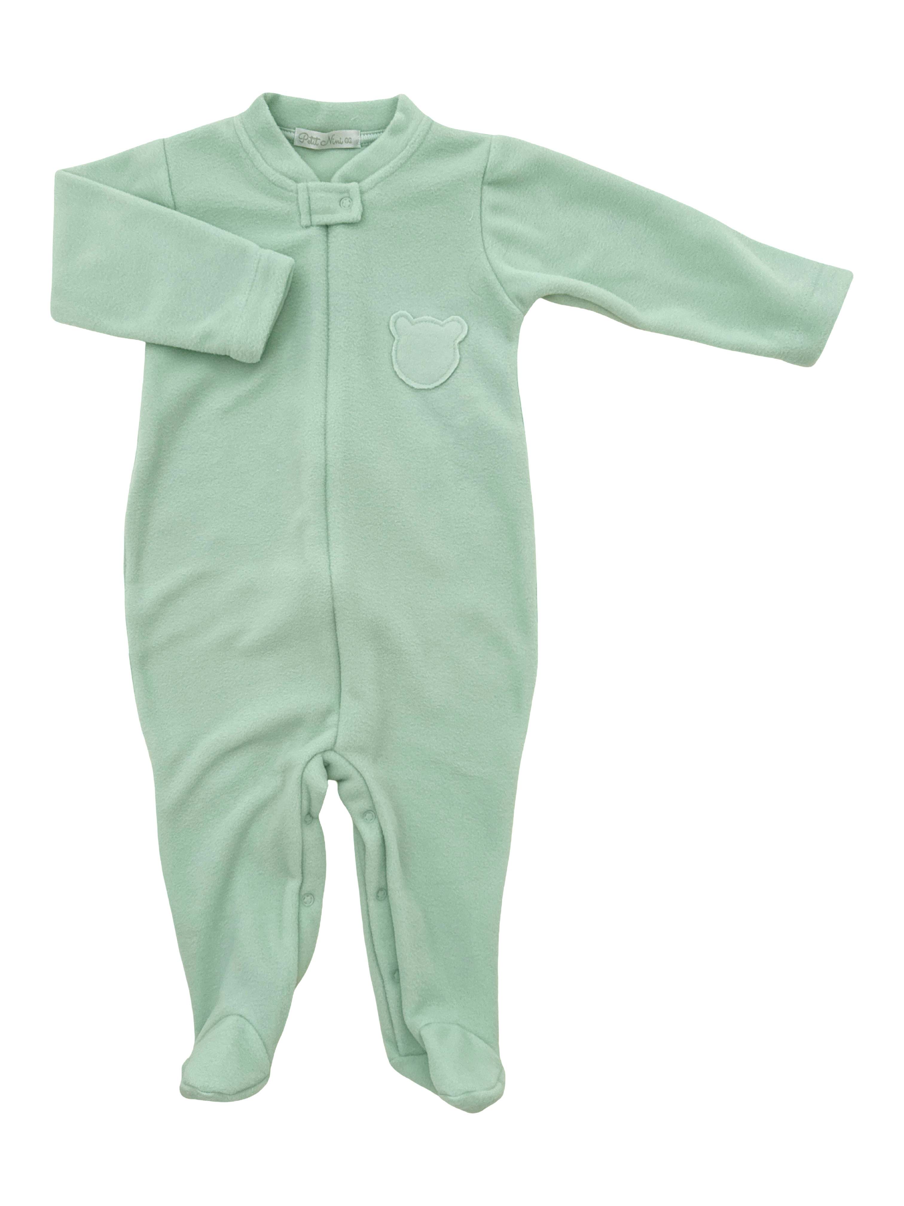 Macacão em Soft Bebê Verde Claro Detalhe Urso — foto 2