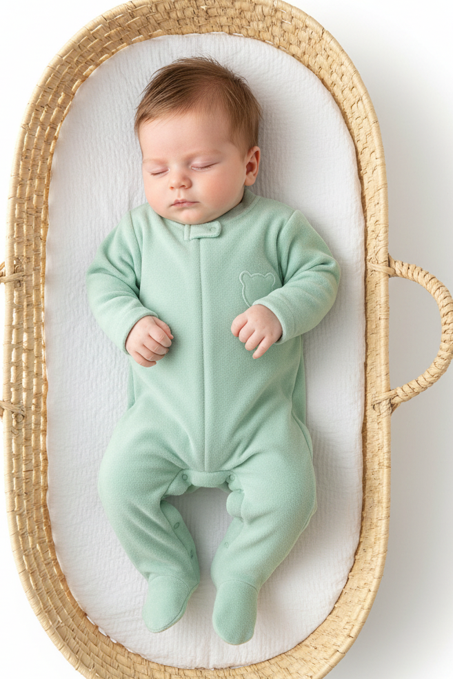 Macacão em Soft Bebê Verde Claro Detalhe Urso — foto 1